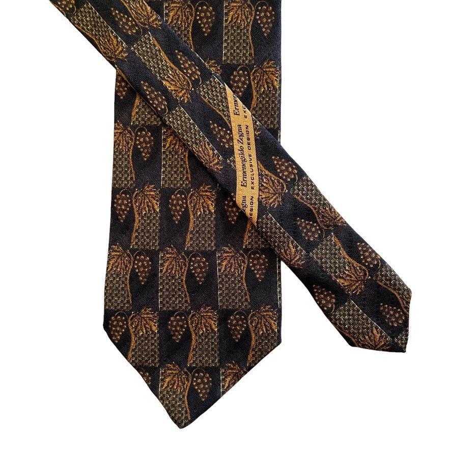 Ermenegildo Zegna Ermenegildo Zegna Exclusive Design Grape Leaf Silk Print Tie Size ONE SIZE - 2 Thumbnail