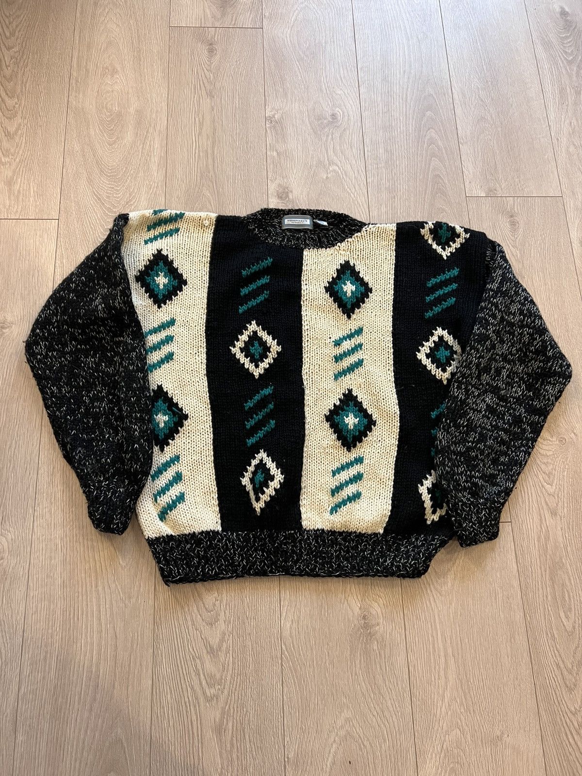 Vintage × Woodward Hand Knitted 100% Wool Sweater Woodwards Knit 90s Size US M / EU 48-50 / 2 - 1 Thumbnail