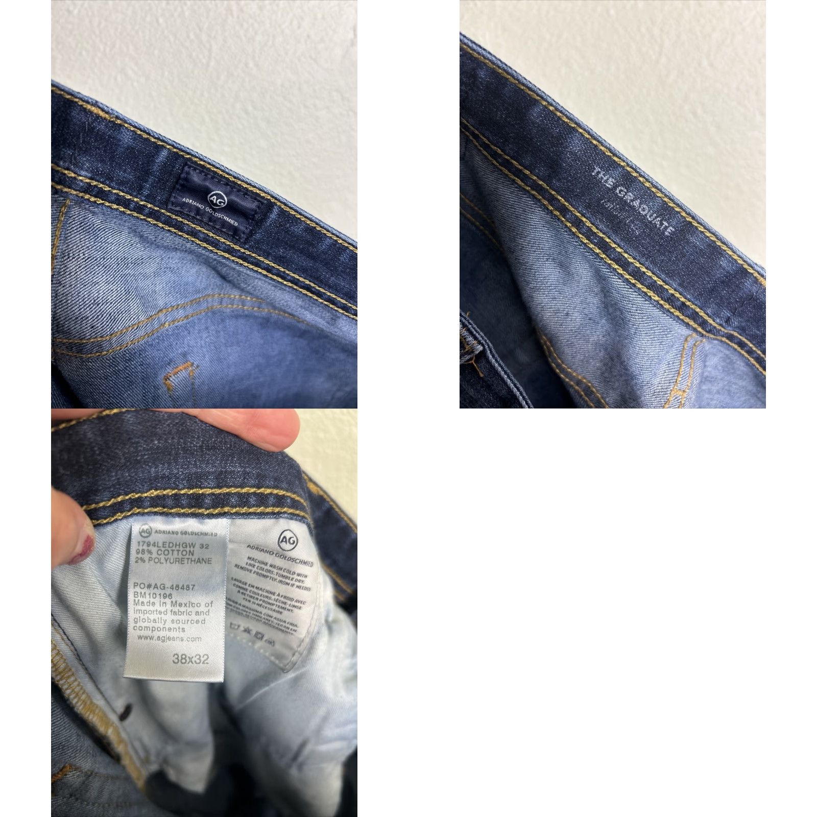 Vintage AG Adriano Goldschmied The Graduate Jeans Men Dark Wash 40x32 Straight Blue Size US 38 / EU 54 - 9 Thumbnail