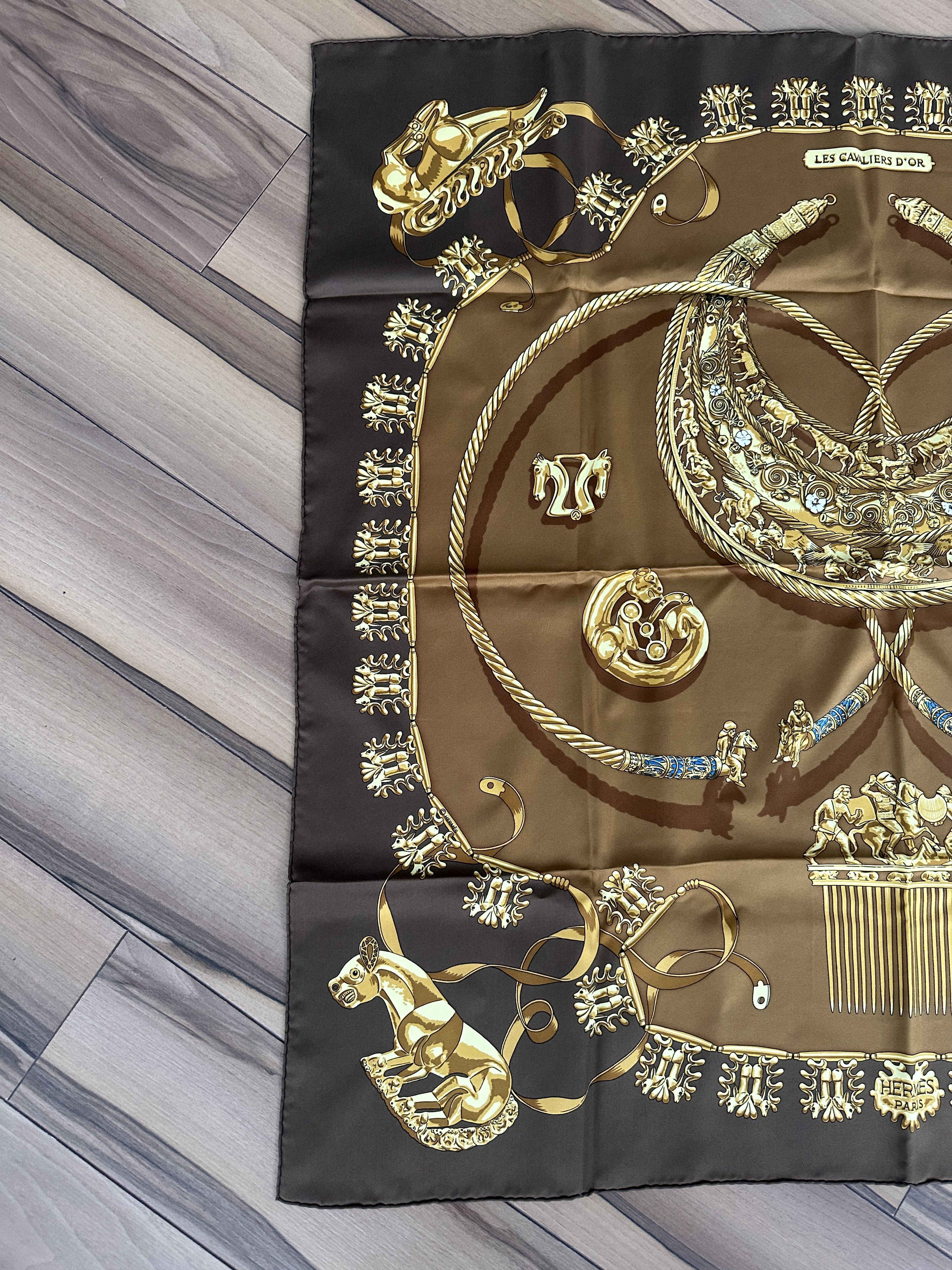 Hermes Hermès "Les Cavaliers d'Or" Silk Scarf Authentic Size ONE SIZE - 3 Thumbnail