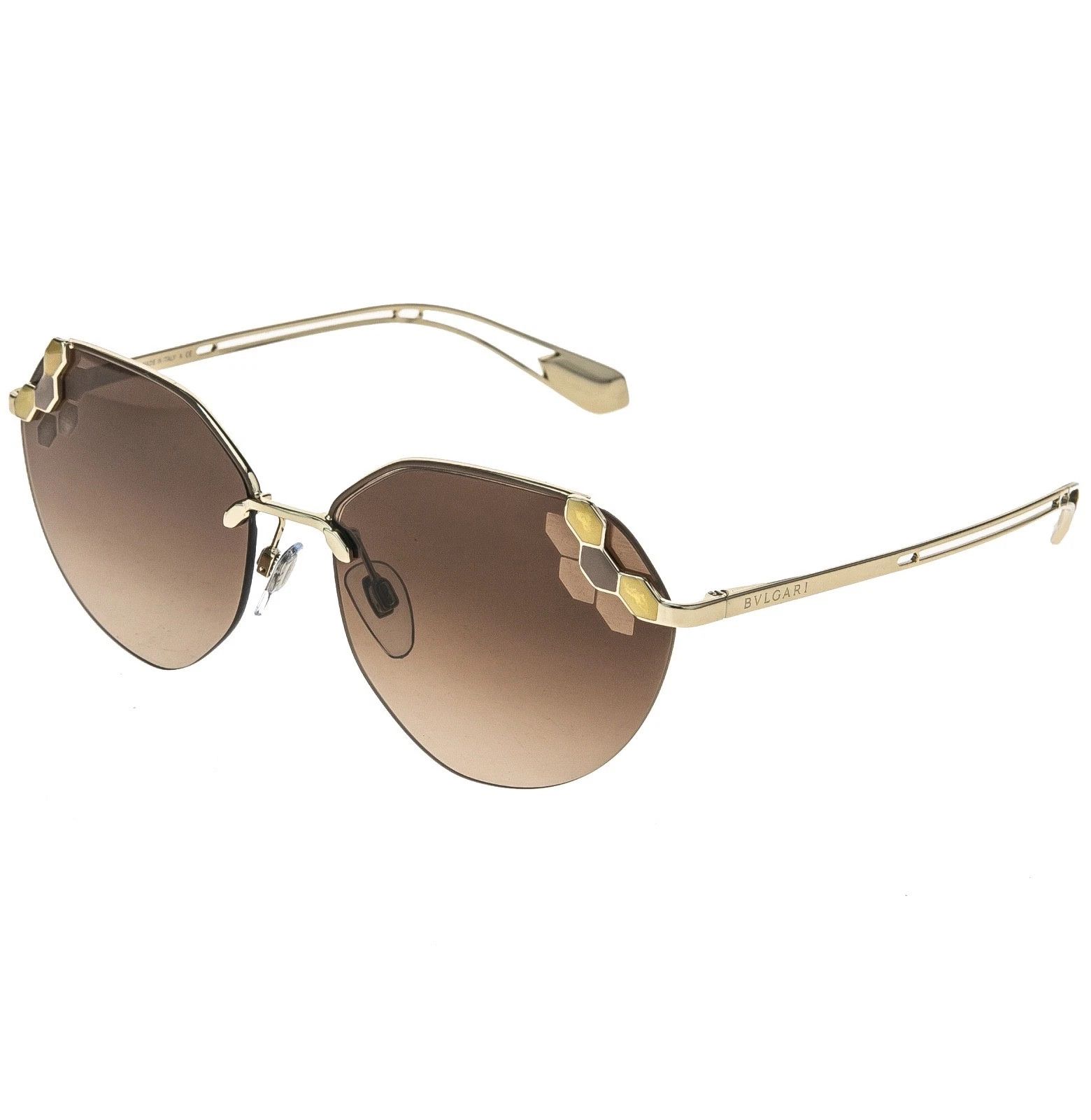 Bvlgari BVLGARI BV6099 SERPENTEYES Gold Brown Sunglass 6099 SERPENTI Size ONE SIZE - 4 Thumbnail