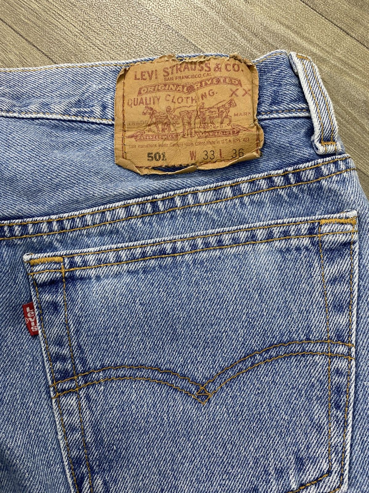 Levi's Vintage Clothing 🇺🇸1990s Vintage Levis 501 USA Straight 33x36 Light Blue Jeans Size US 30 / EU 46 - 10 Thumbnail