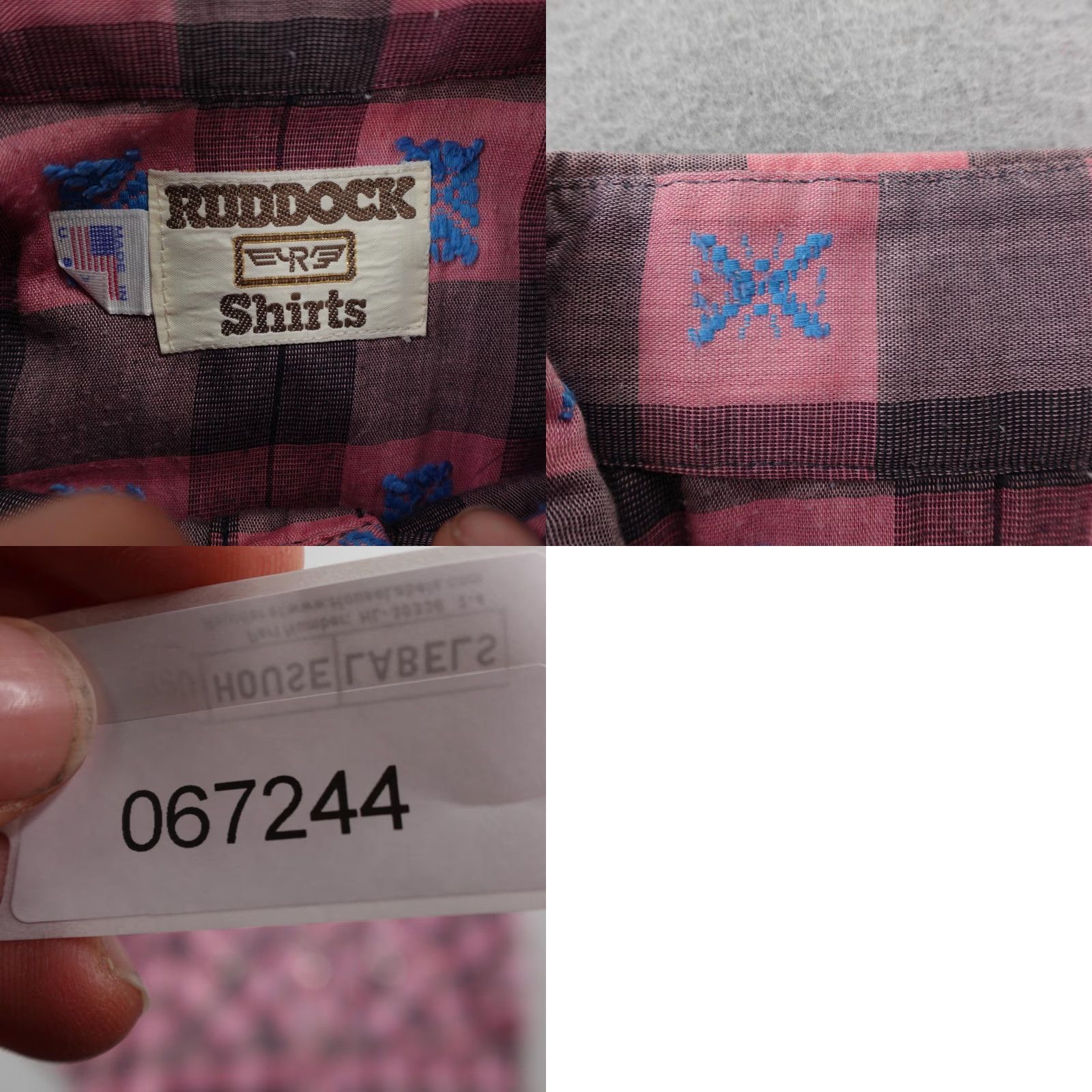 Vintage VINTAGE Ruddock Shirt Mens Large Pink Gray Plaid Western Pearl Snap Embroidered Size US L / EU 52-54 / 3 - 8 Thumbnail