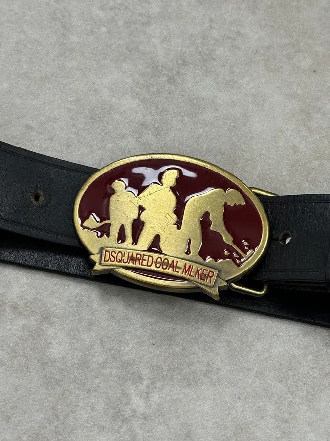 Dsquared2 2000s Dsquared2 Silouhette Bordeaux Buckle Black Leather Belt Size ONE SIZE - 4 Thumbnail