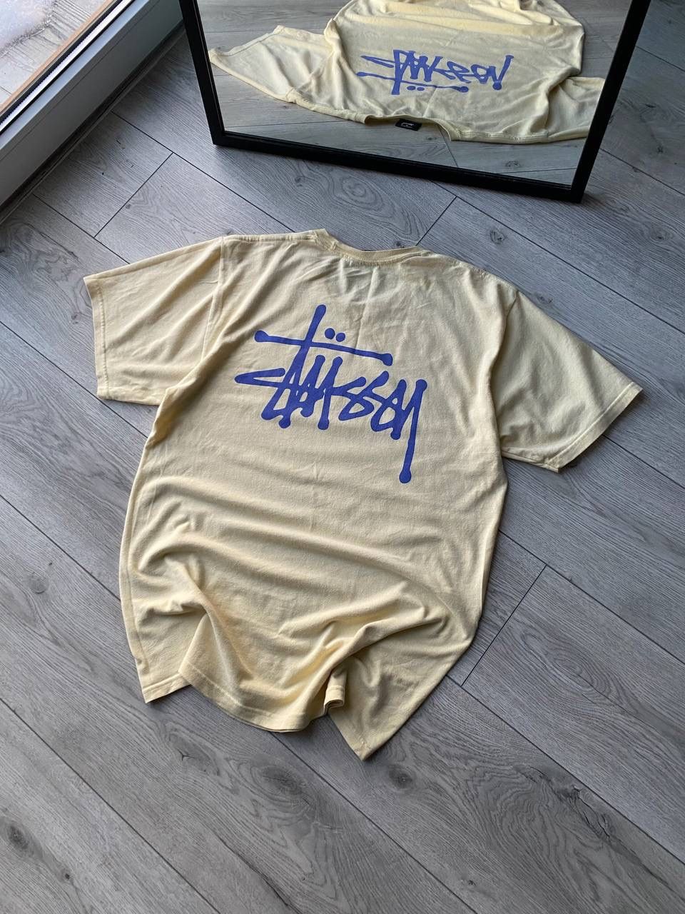 Pre-owned Stussy X Vintage Stussy Big Logo Boxy T-shirt Y2k M In Yellow
