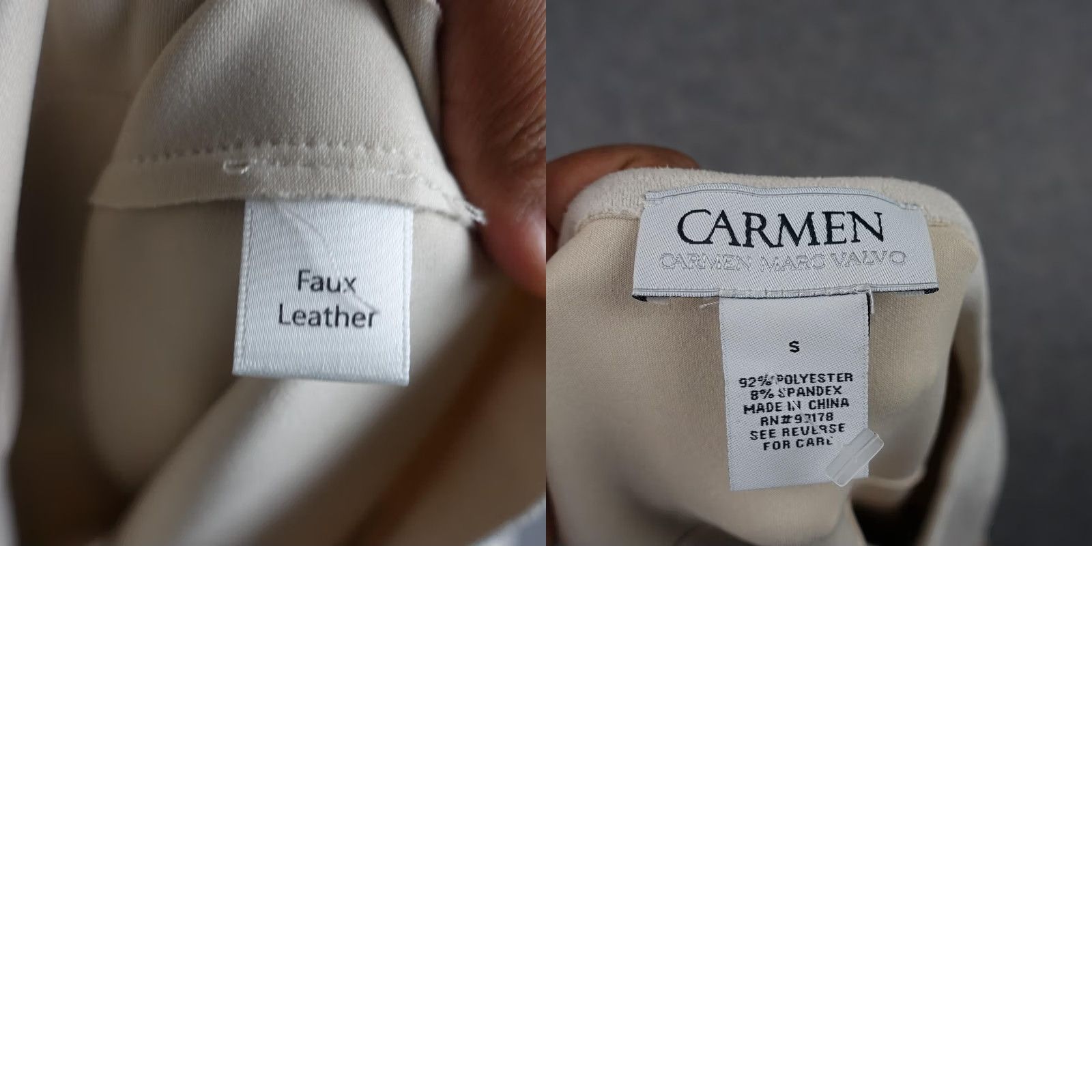 Vintage Carmen Marc Valvo Jacket Womens Small Beige Faux Leather Longline Coatigan VTG Size S / US 4 / IT 40 - 10 Thumbnail