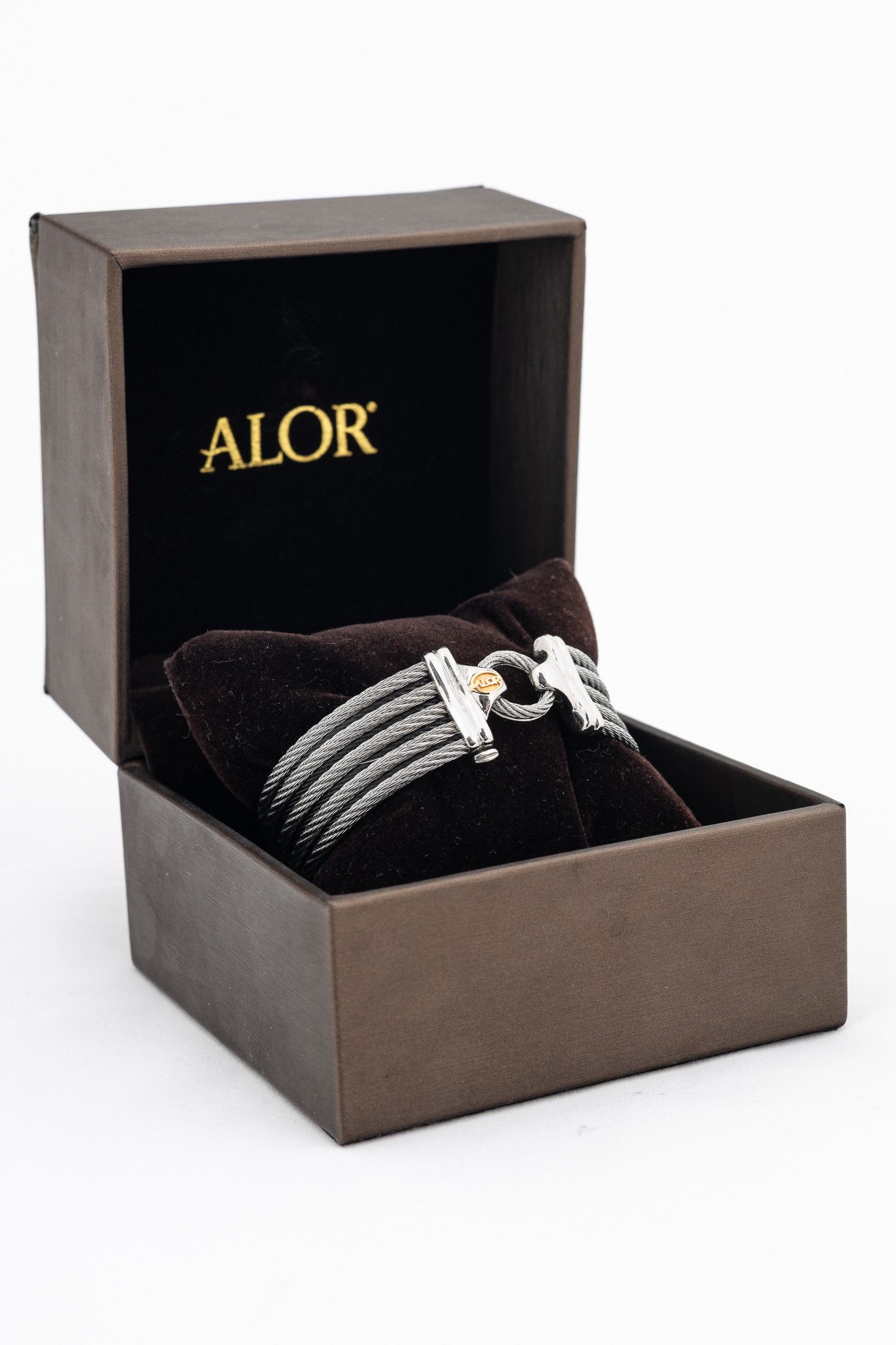 Other ALOR Steel & 18k White Gold Black 9-Row Cable Bangle Size ONE SIZE - 5 Thumbnail