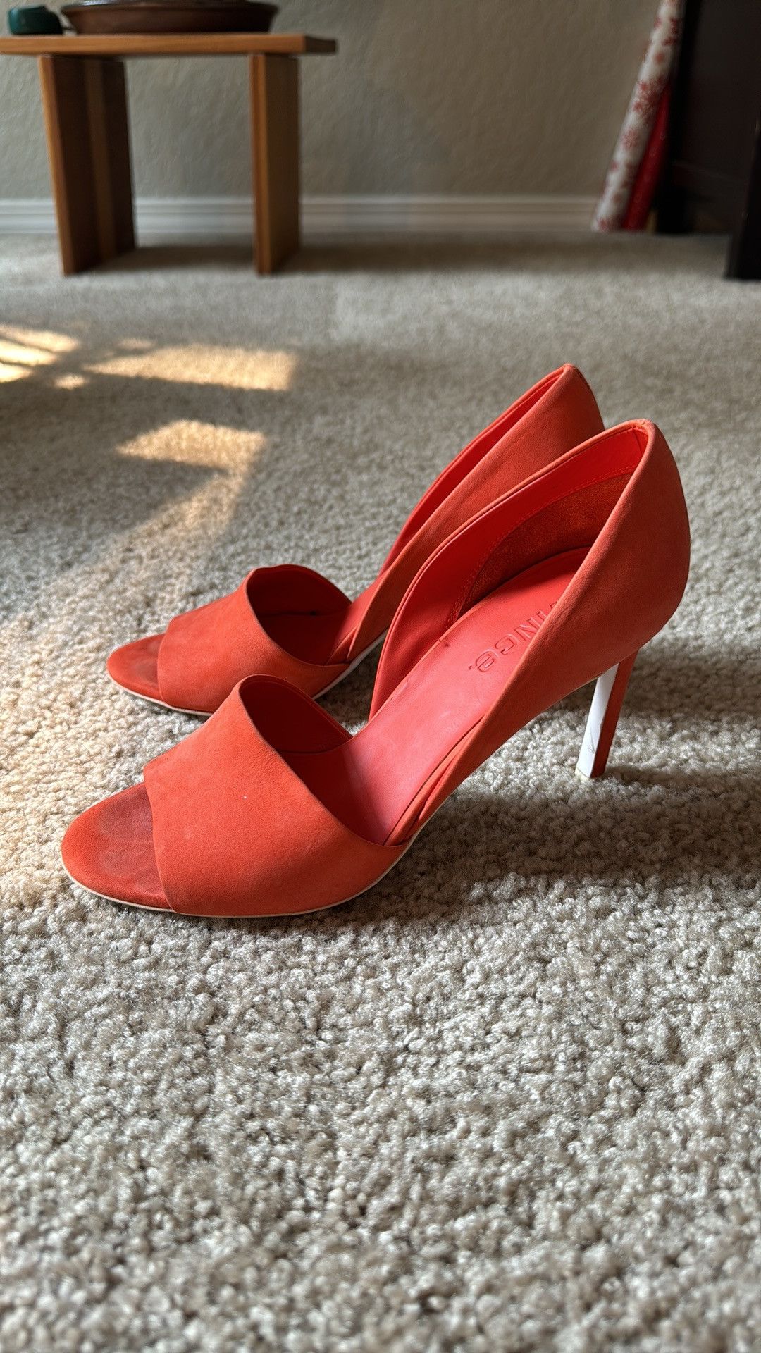 Vince Coral Red Suede Heels Size US 6.5 / IT 36.5 - 5 Thumbnail