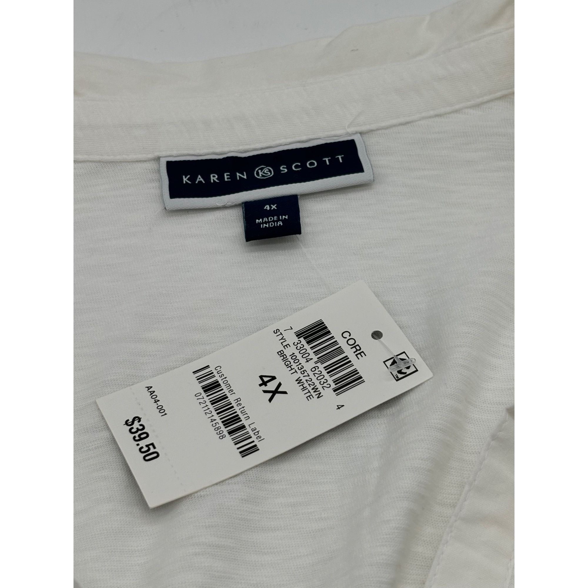 Other Karen Scott Size Cotton Open-Neck Polo Top, Bright White, 4 Size ONE SIZE - 6 Thumbnail