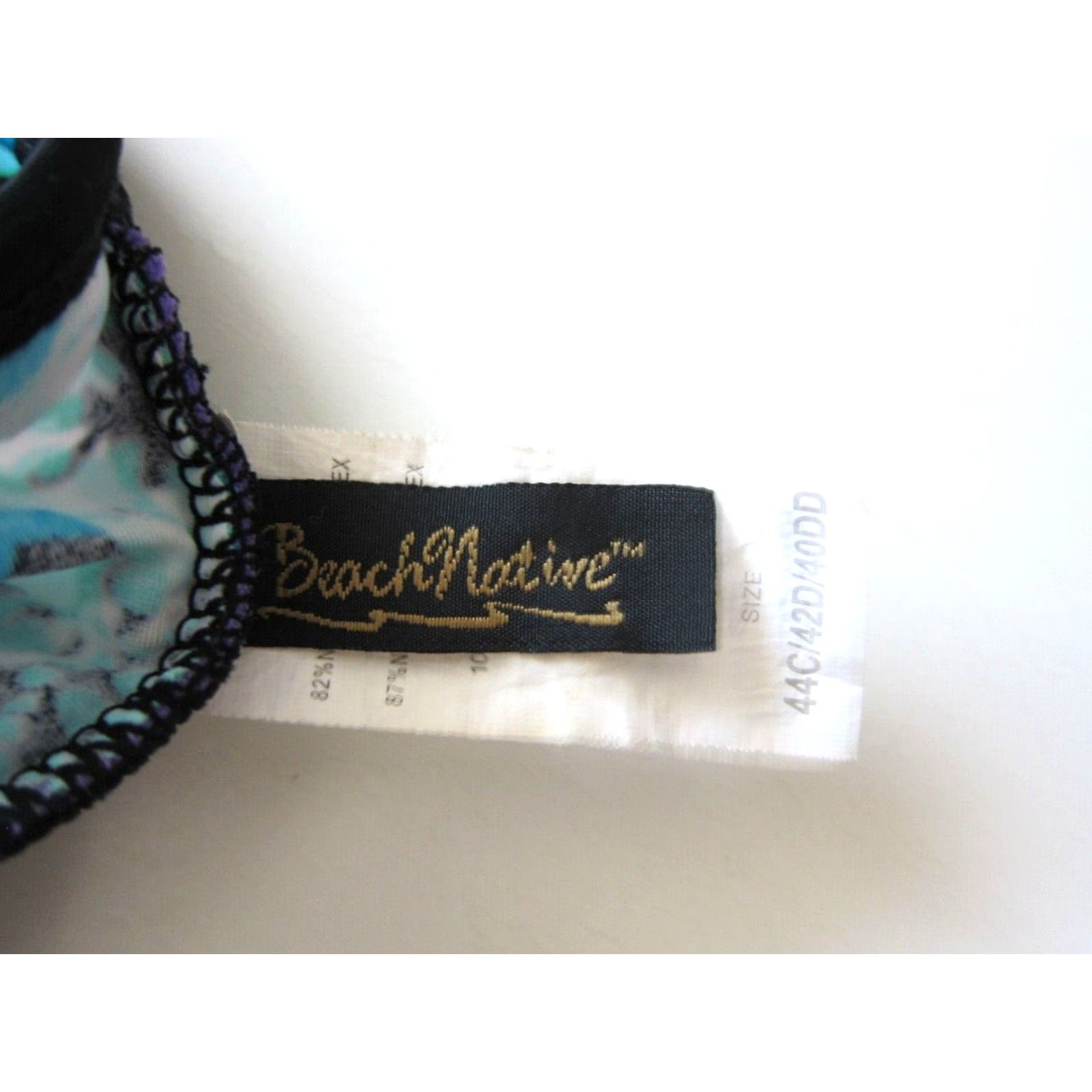 Native VINTAGE Beach Native Green Blue Black Floral Built In Under Wire Bra 44C/42D/40DD Size ONE SIZE - 5 Thumbnail