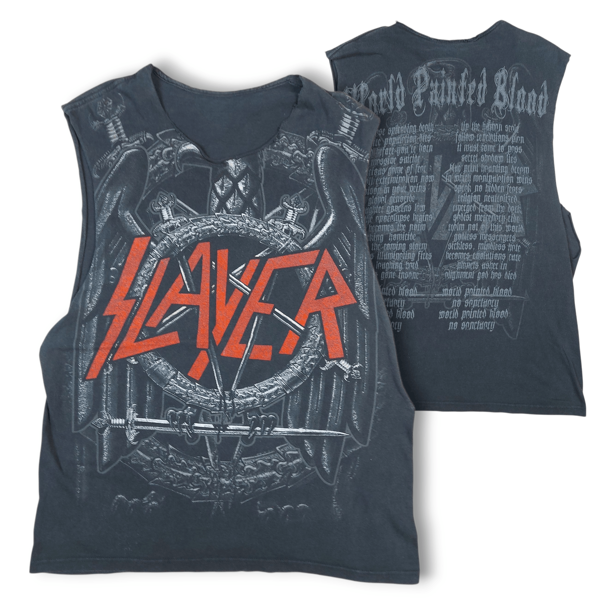 Band Tees VTG Slayer Band 2011 World Painted Blood Tour Cut-Off Tank Size US L / EU 52-54 / 3 - 1 Thumbnail