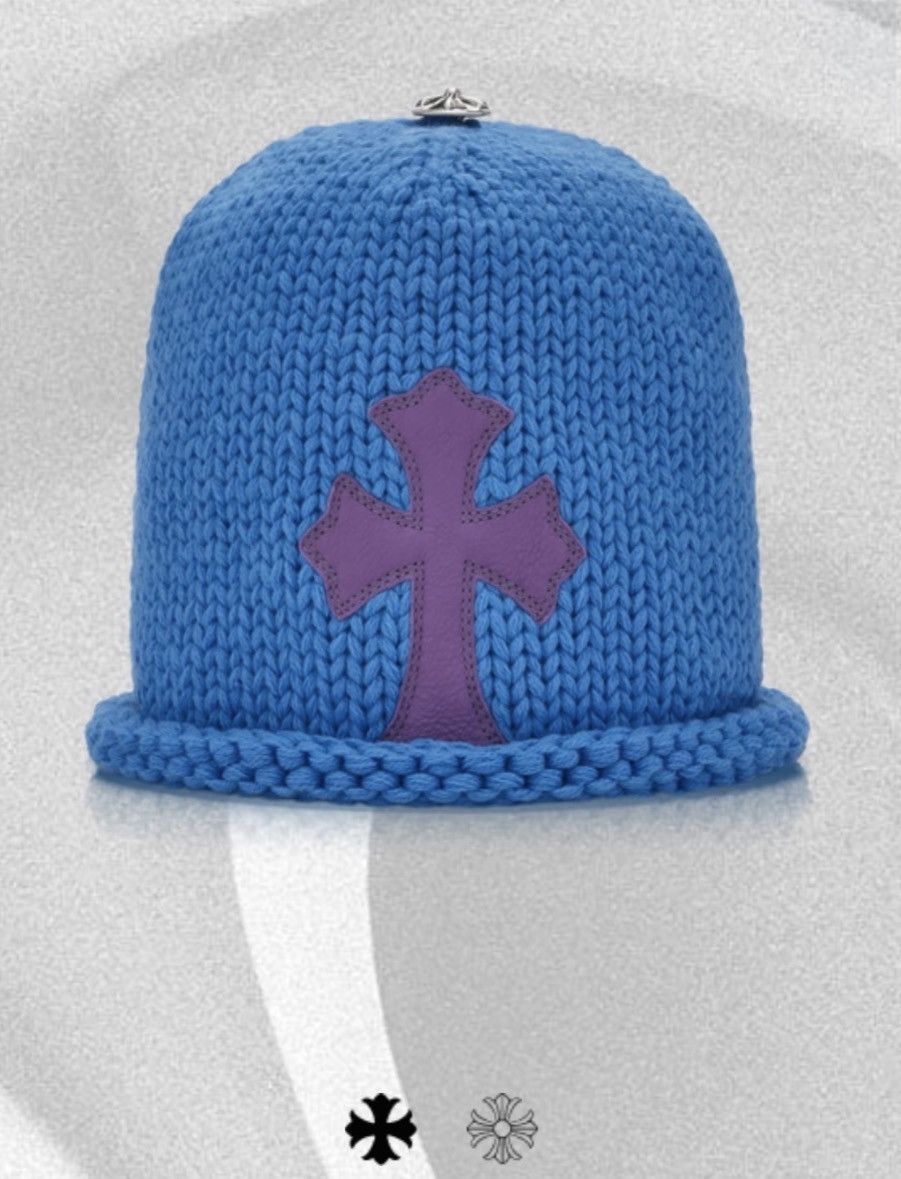 ♰ Chrome Hearts ♰ Leather Patches Cross Beanie Hat BRAND NEW