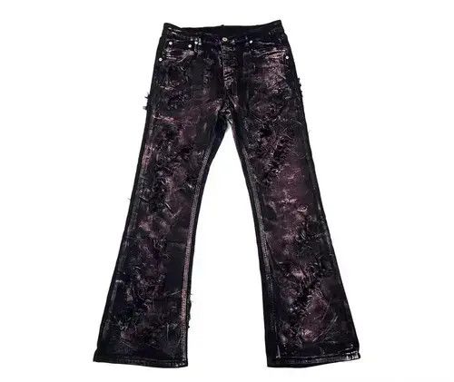 Japanese Brand × Jean Handmade niche punk rose gold wax coated micro-flared jeans Size US 32 / EU 48 - 1 Thumbnail