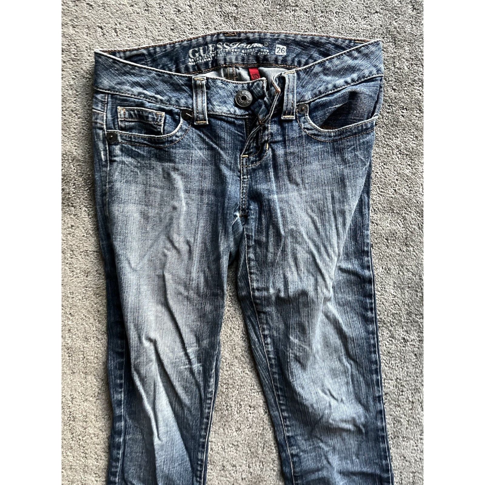 Guess Women’s Guess Jeans Size 26 Daredevil Skinny Leg Black Distressed Denim Jeans Size 26" / US 2 / IT 38 - 2 Thumbnail