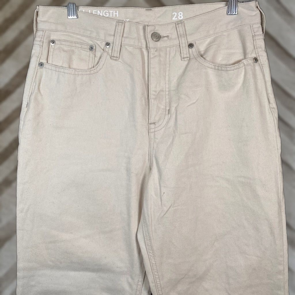 J.Crew J.Crew Jeans Cream Full Length Straight 100% Cotton 28 Womens Casual Momcore Normcore Streetwear 5-Pocket Denim Zip Button Size 28" / US 6 / IT 42 - 1 Thumbnail