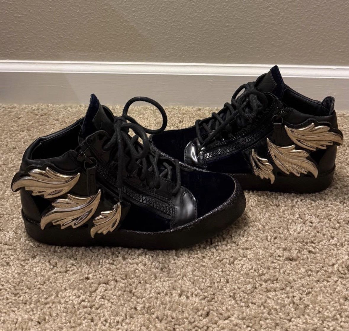 Giuseppe Zanotti Silver winged Giuseppe Zanotti leather high top sneakers Size US 7 / IT 37 - 2 Thumbnail