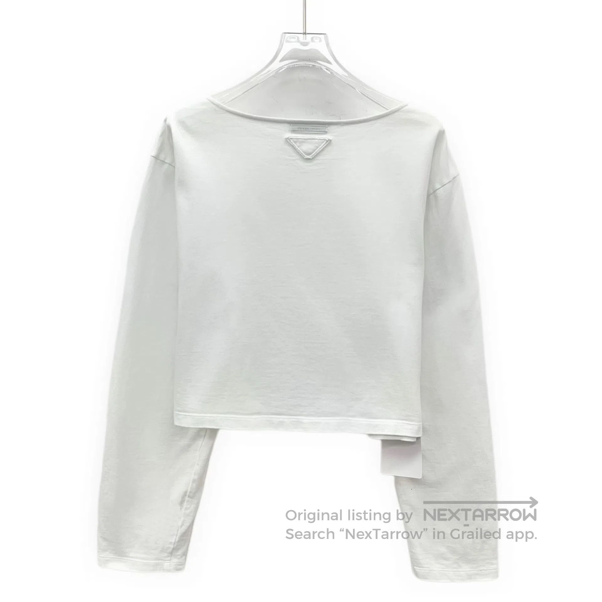 Prada Prada White Logo Letter Embossed Cotton Round Neck Long Sl Size US S / EU 44-46 / 1 - 2 Thumbnail