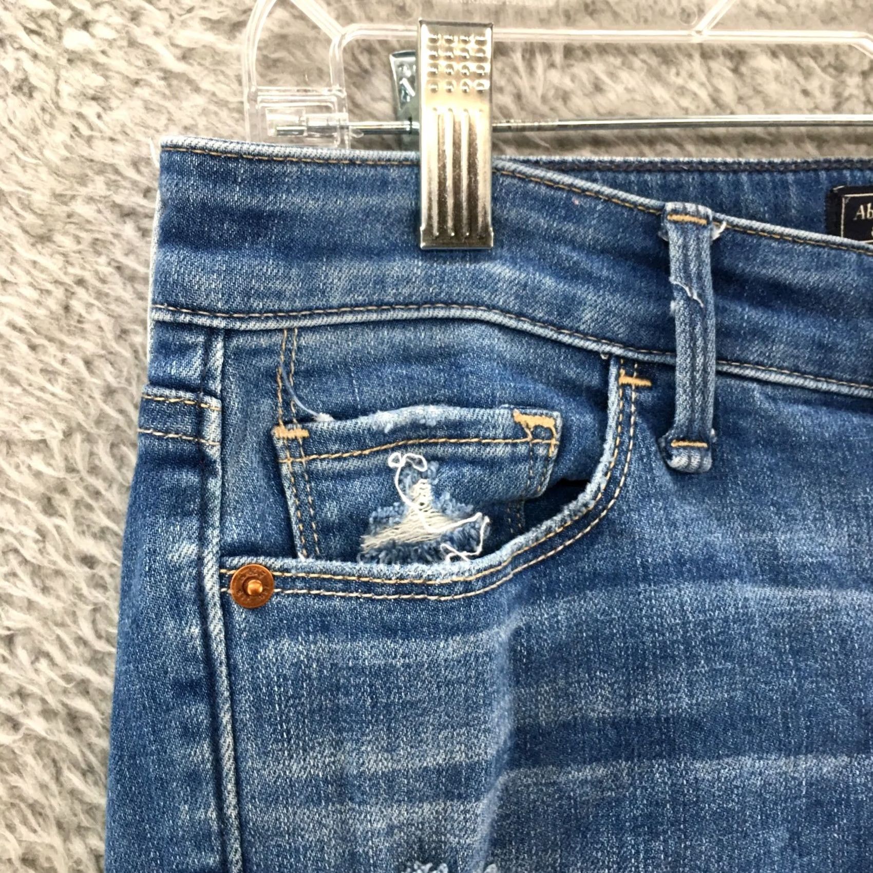 Abercrombie & Fitch Abercrombie & Fitch Harper Super Skinny Jeans Womens 27 Blue Denim Distressed Jeans Regular Womens Size 27" / US 4 / IT 40 - 3 Thumbnail