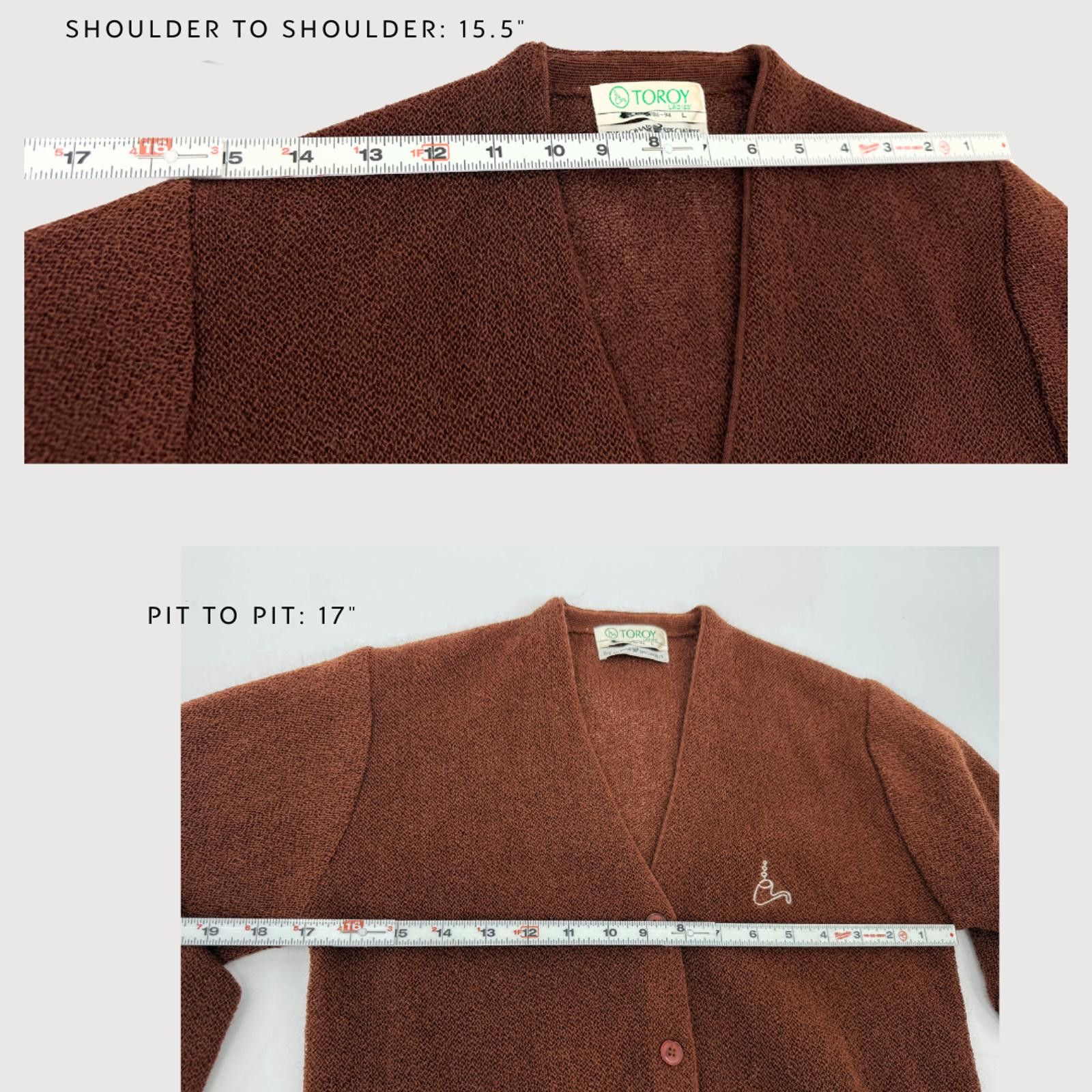 Del Toro Vintage Toroy Mohair Cardigan Brown Wool Knit Size L / US 10 / IT 46 - 6 Thumbnail
