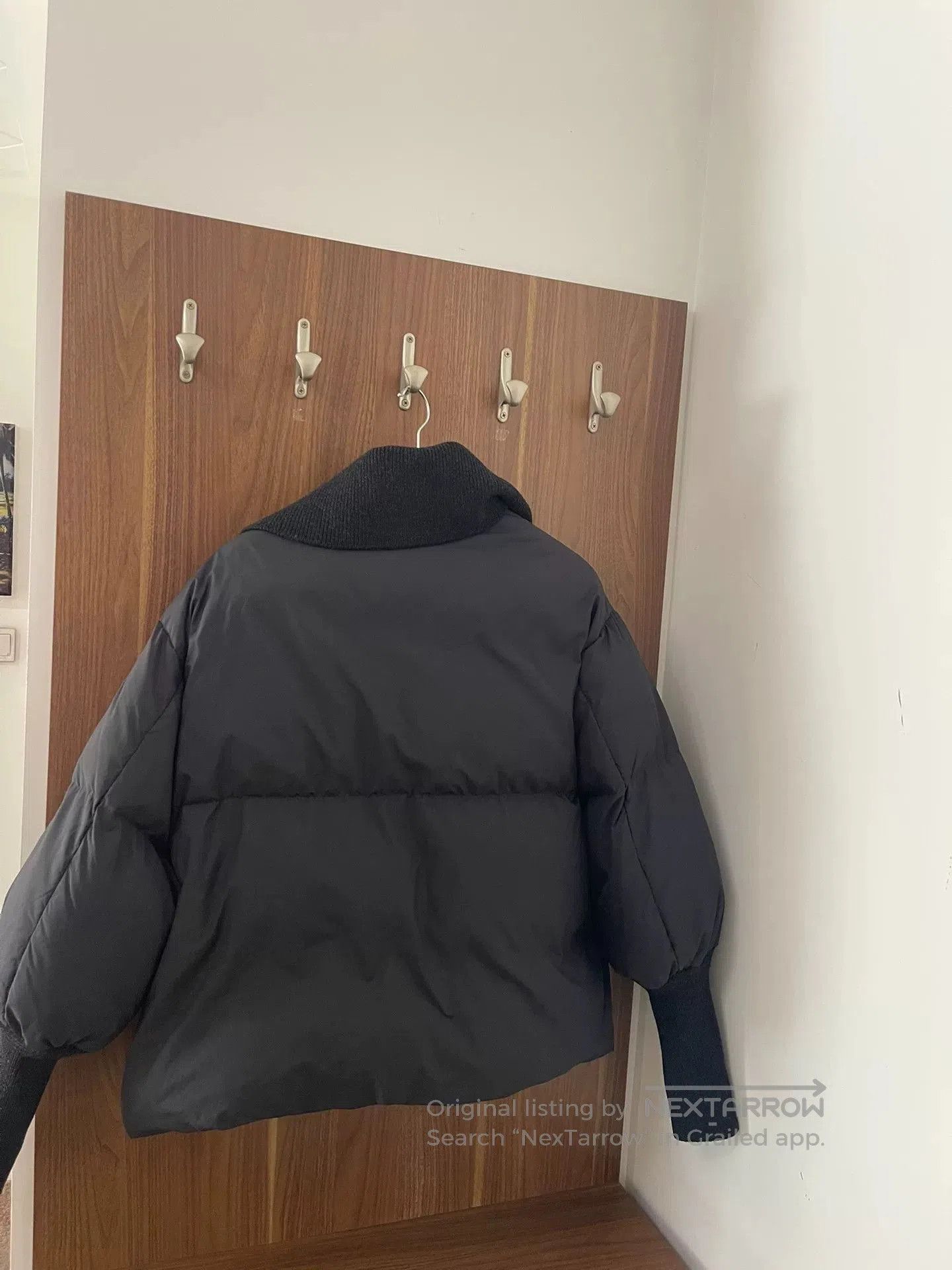 KEAGAN HOFFMAN Black Down Jacket with Knit Collar. Size XS / US 0-2 / IT 36-38 - 4 Thumbnail