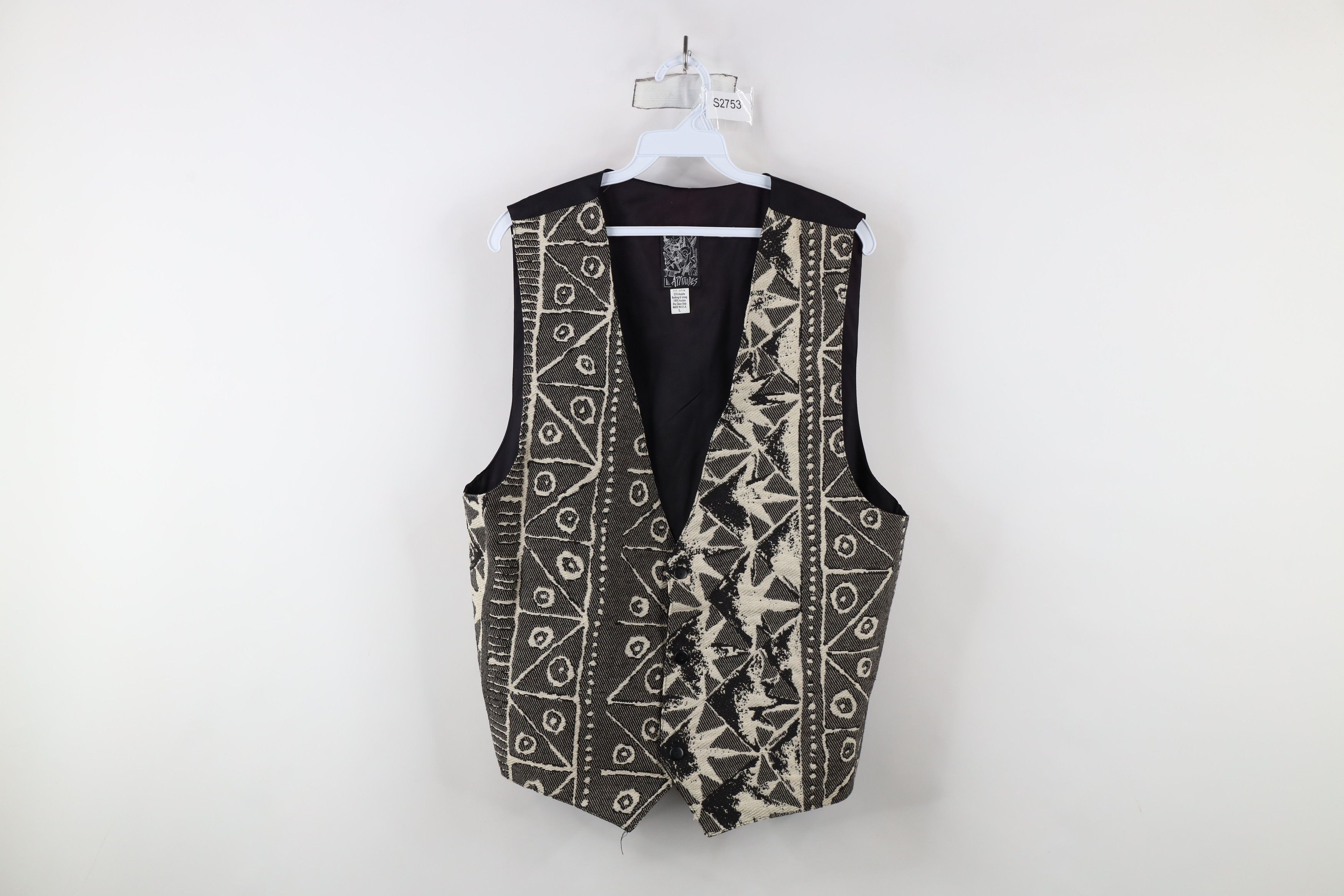 Vintage Vintage 90s Streetwear Geometric Buckle Back Vest Jacket USA Size US L / EU 52-54 / 3 - 1 Thumbnail