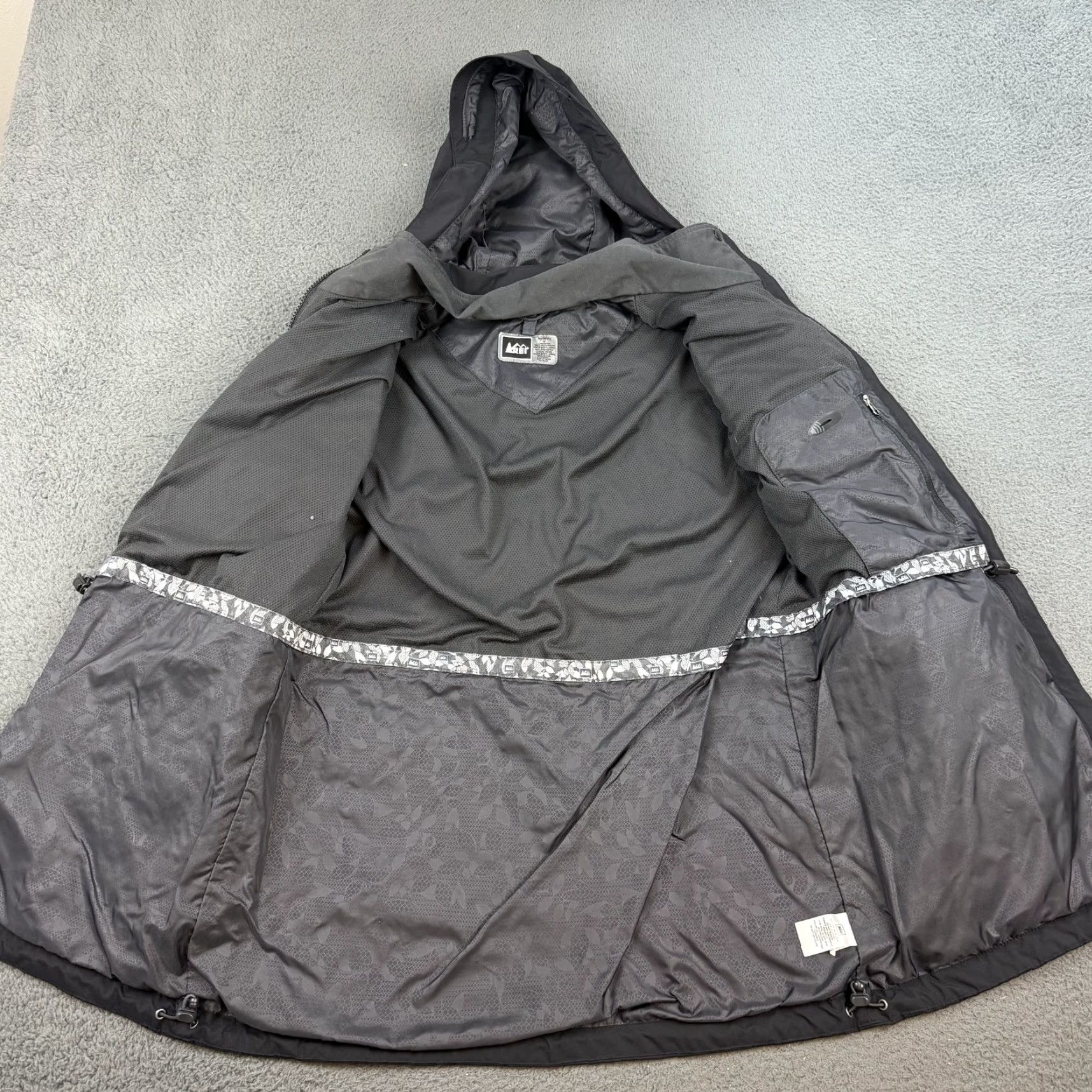 Vintage REI Elements Jacket Womens Medium Black Hooded Waterproof Parka Coat Outdoor Size M / US 6-8 / IT 42-44 - 5 Thumbnail