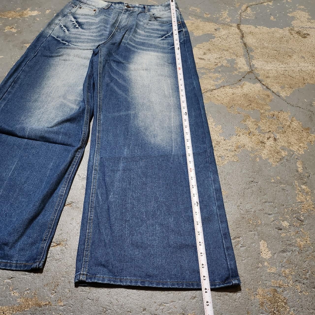Japanese Brand Faded blue baggy jeans wide leg loose fit y2k styke Size US 32 / EU 48 - 5 Thumbnail