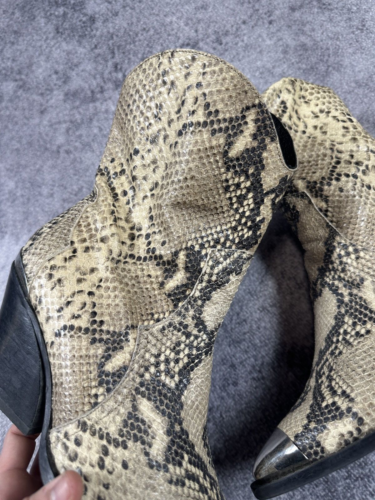 Vintage Snake Skin Leather Shoes Streetwear Cowboy Style Rare USA Size US 9.5 / IT 39.5 - 3 Thumbnail