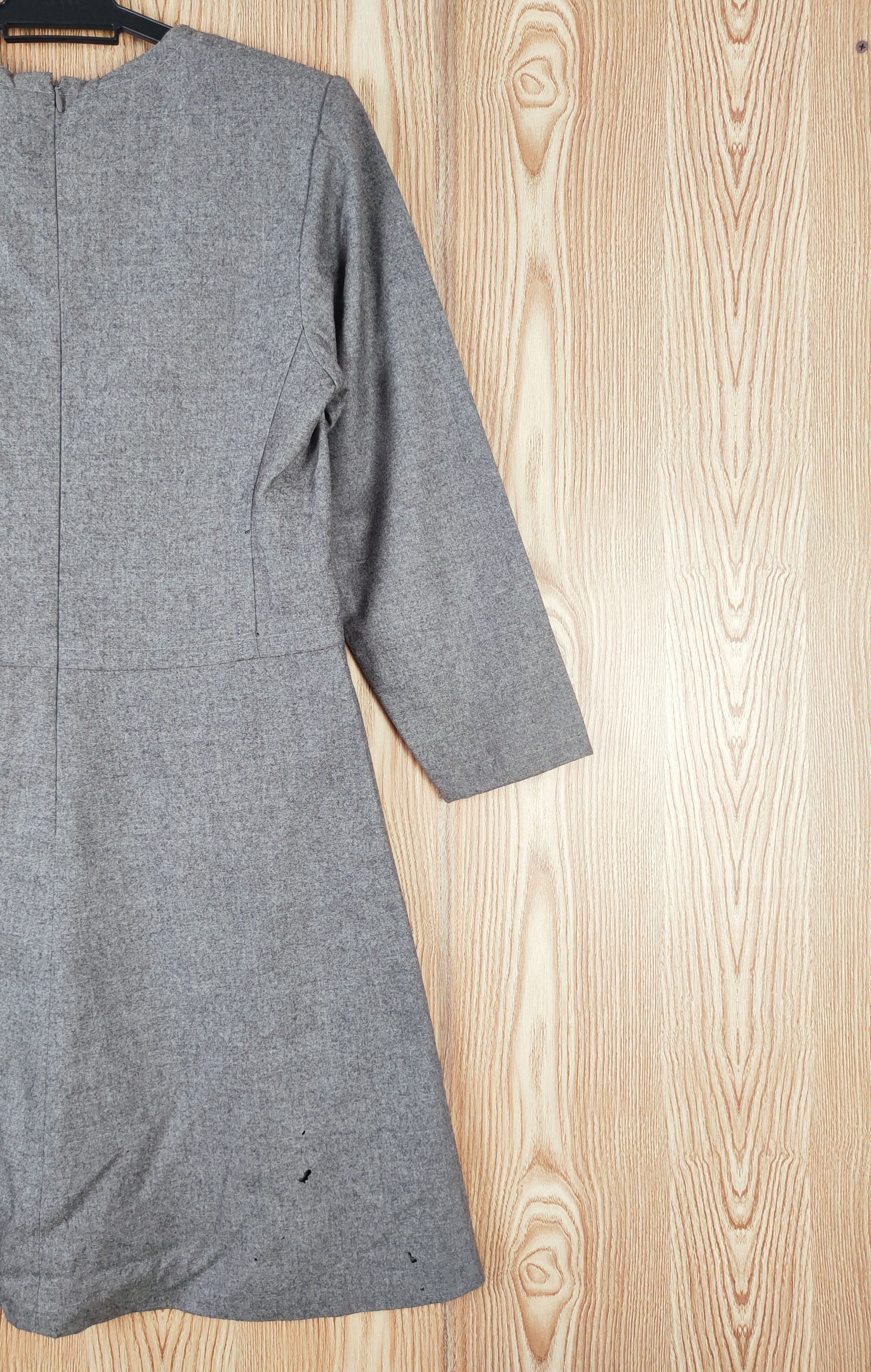 Designer × Yves Saint Laurent Yves Saint Laurent Gray Long Sleeve Midi Dresses Size S / US 4 / IT 40 - 15 Thumbnail