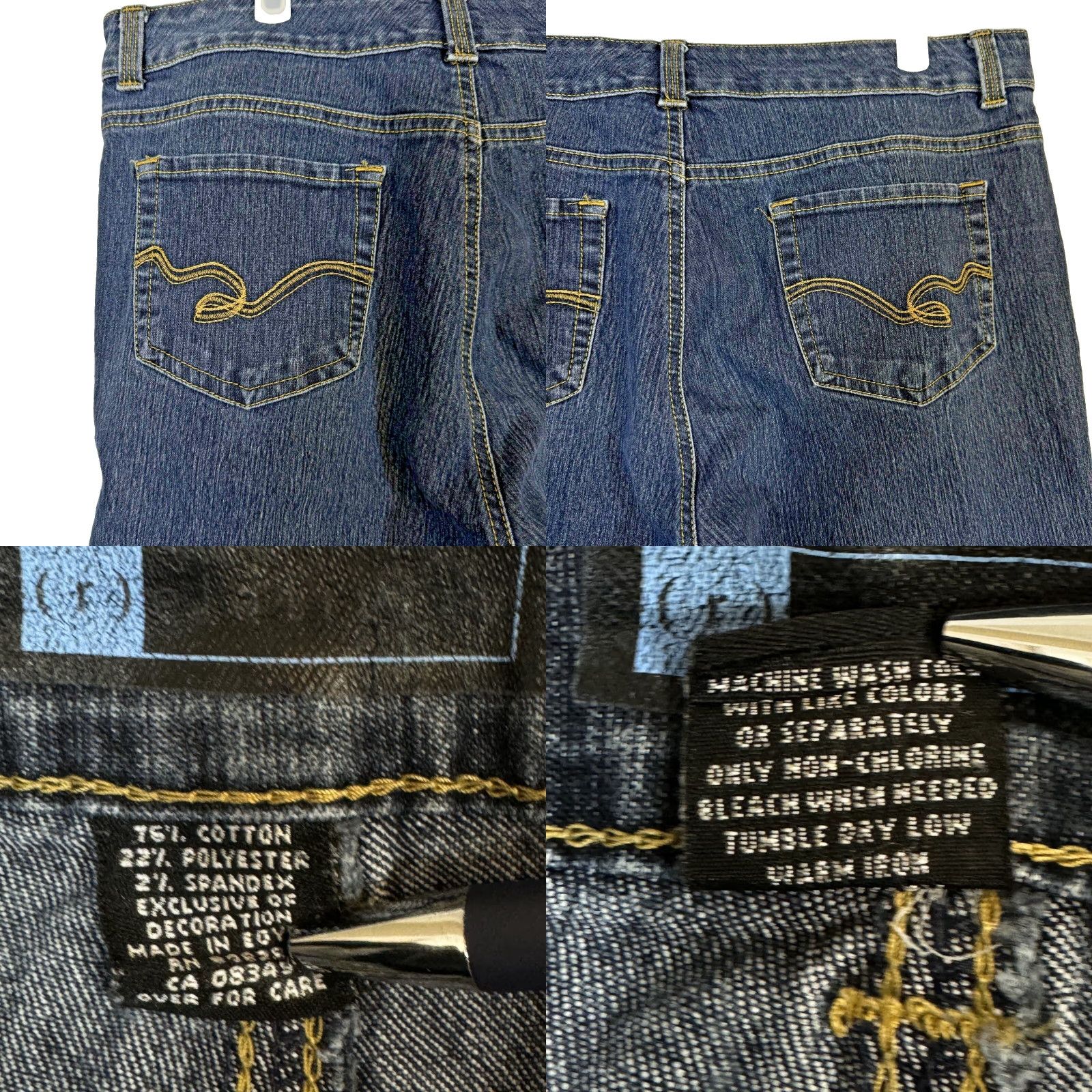Vintage Relativity Jeans Women's 35 X 28 Blue Denim Stretch Straight Leg High Rise Pockets Slim Comfortable Jeans Size 24" / US 00 / IT 34 - 8 Thumbnail