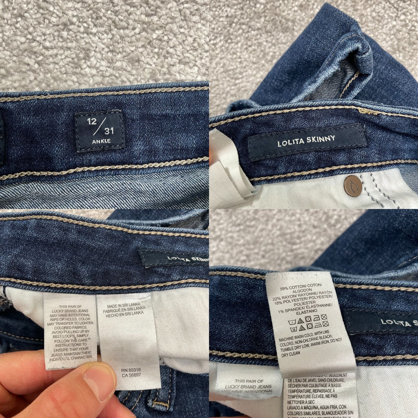 Lucky Brand Lucky Brand Ankle Lolita Skinny Denim Jeans Womens 12/31 Blue Medium Wash 34x26 Size 34" / US 12 / IT 48 - 8 Thumbnail