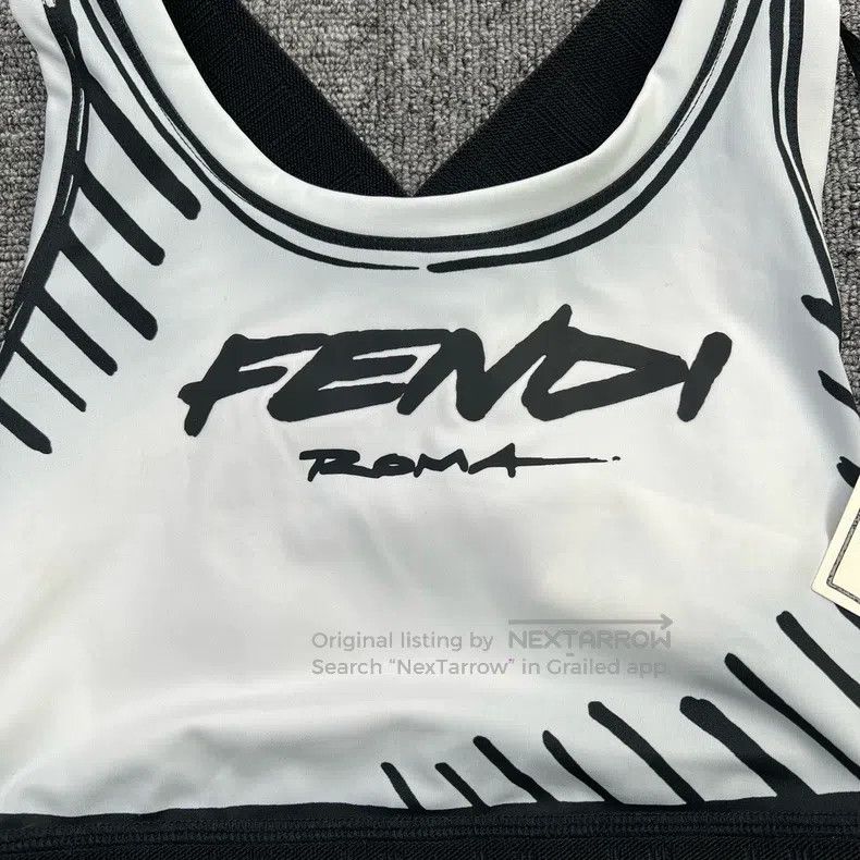 Fendi Fendi Black and White Grass Script Letter Sports Vest Size XXS / US 00 / IT 34 - 3 Thumbnail