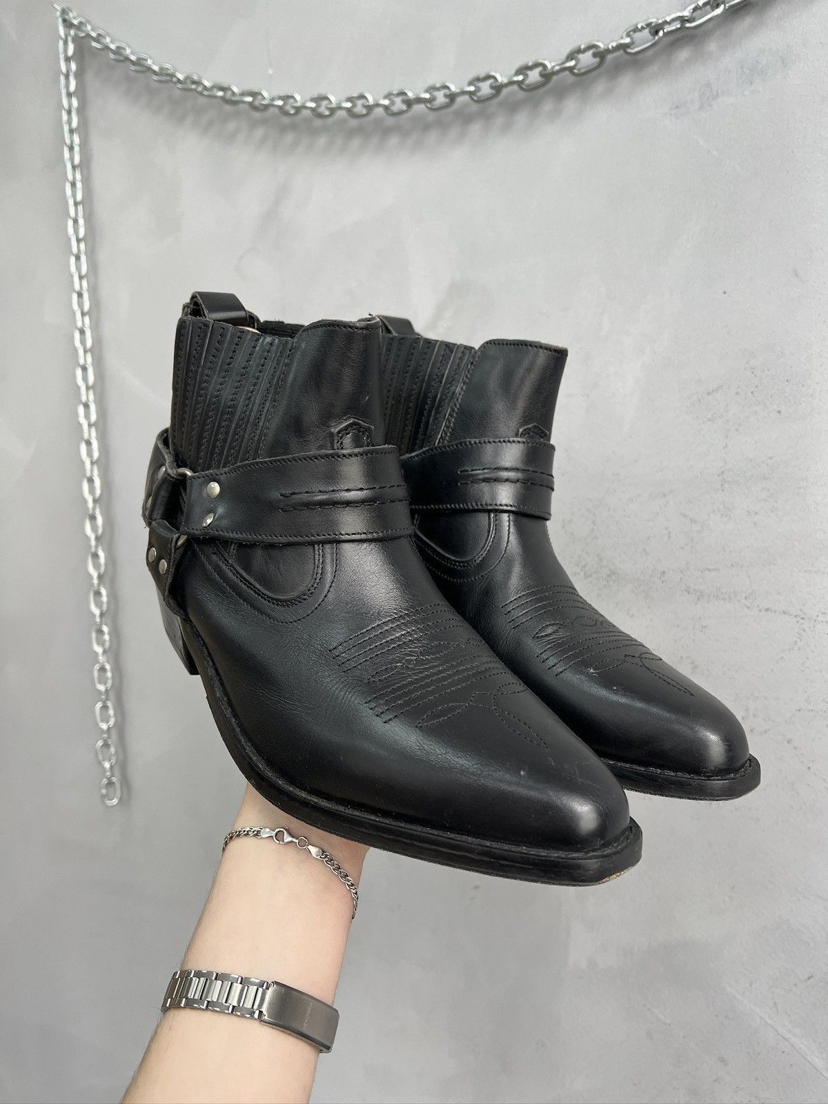 Western Rise Vintage leather western guidi style ankle moto boots y2k Size US 8.5 / EU 41-42 - 2 Thumbnail