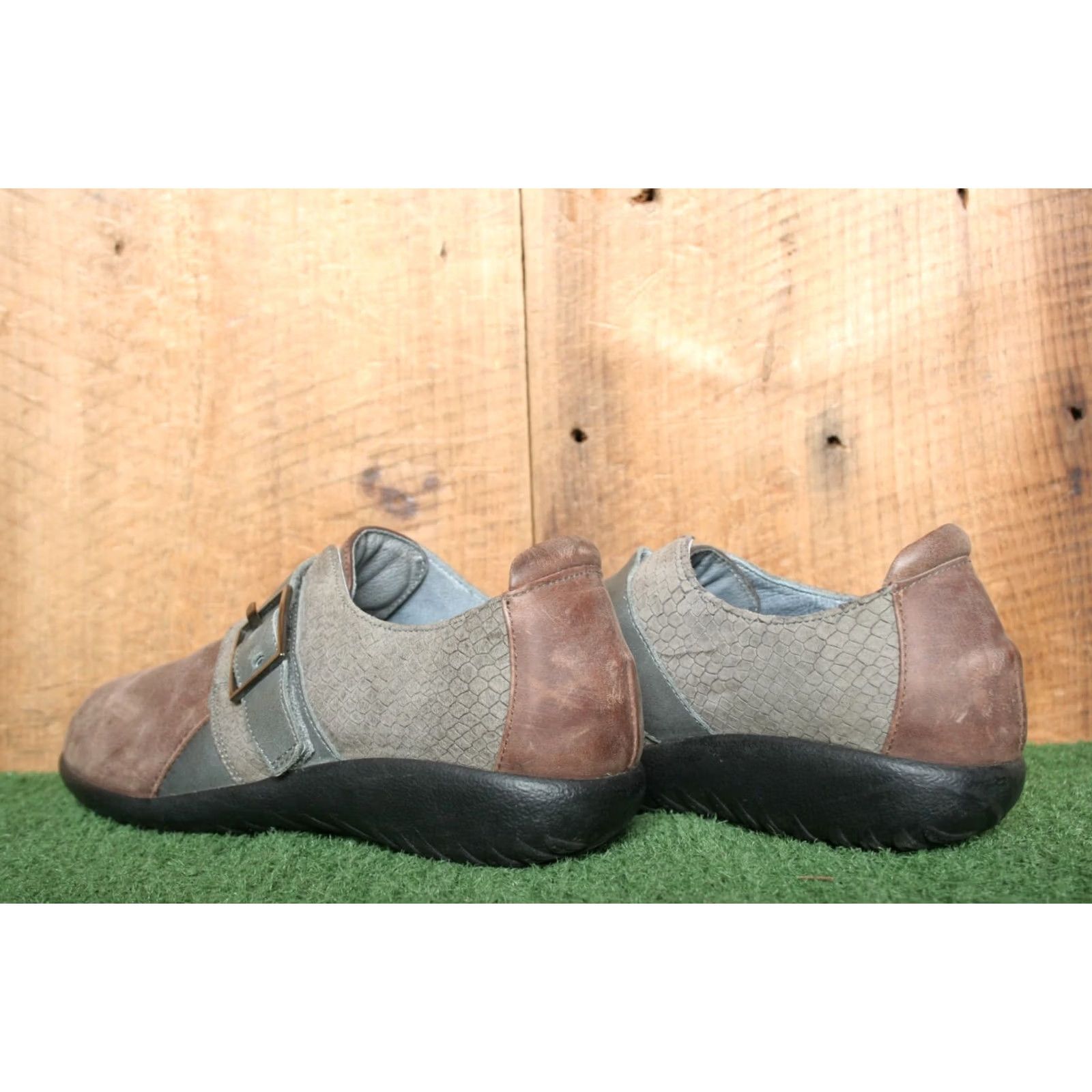Vintage NAOT Tane Brown/Pewter/Gray Snake Print Leather Monk Strap Loafer EU 40 US 9 Women Size US 9 / IT 39 - 3 Thumbnail