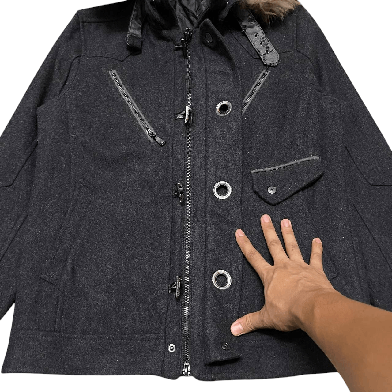 semanticdesign Semantic Design Wool Fur Hooded Jacket Size US M / EU 48-50 / 2 - 7 Thumbnail