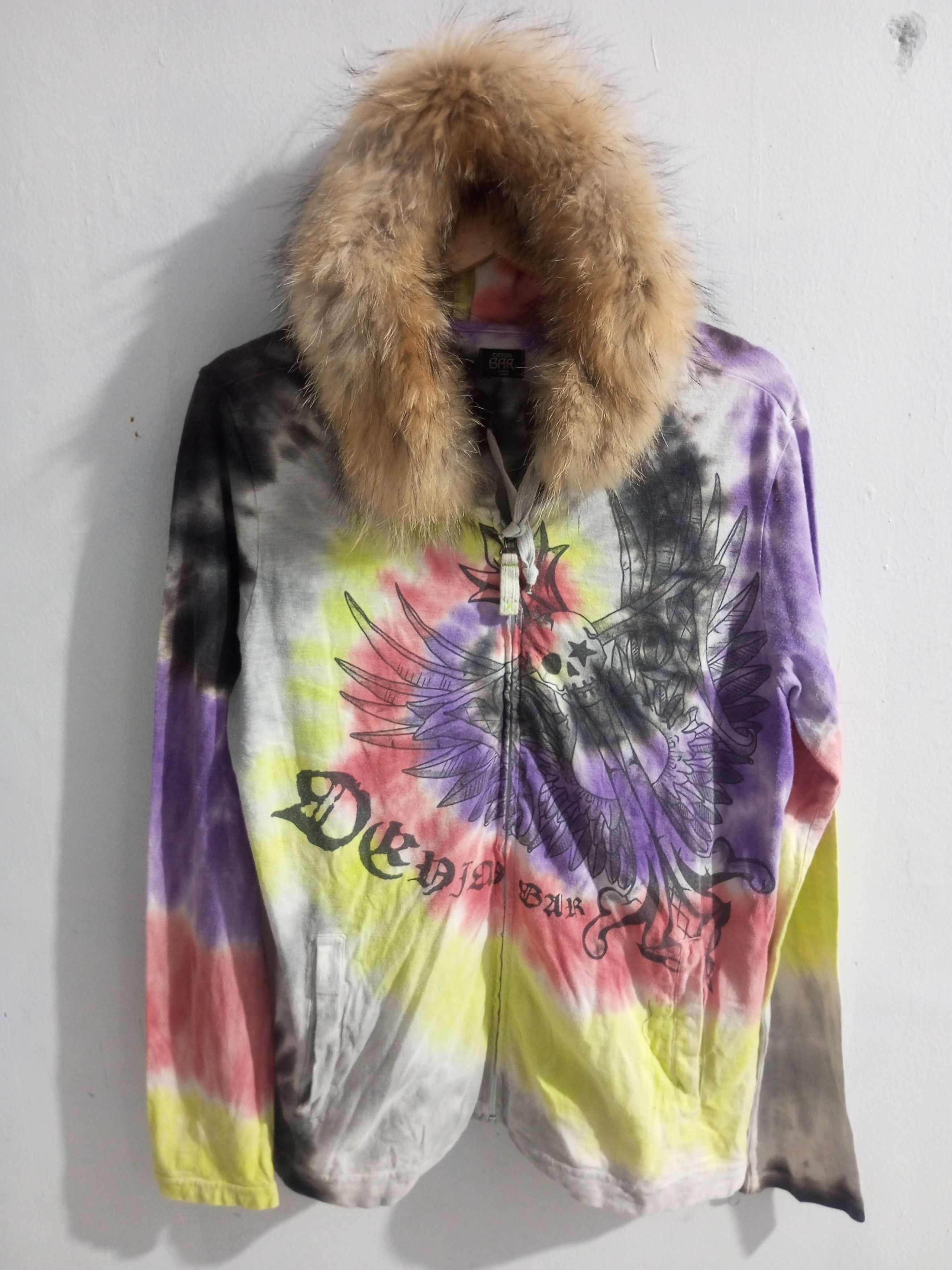 If Six Was Nine × Japanese Brand × Le Grande Bleu (L.G.B.) Vintage denim bar tie dye punk fur hoodie Size US L / EU 52-54 / 3 - 1 Thumbnail
