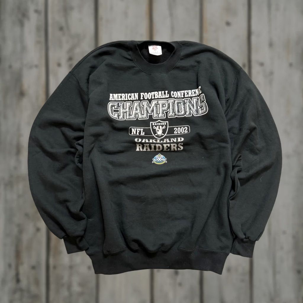 Jerzees VTG Jerzees Sweatshirt Pullover Raiders Black Conference Champions Men's L Size US L / EU 52-54 / 3 - 1 Thumbnail