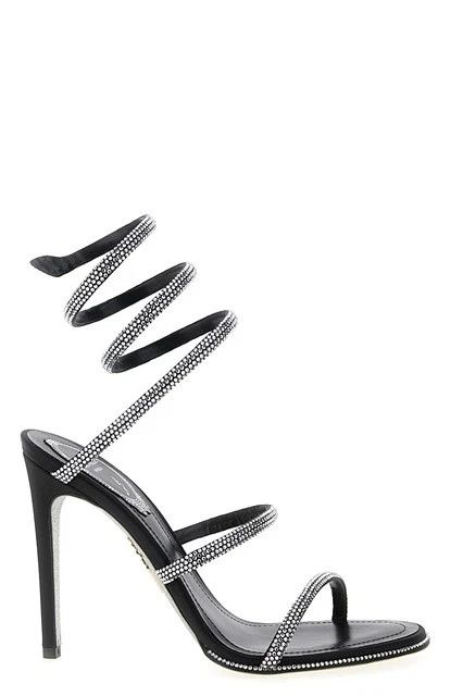 RENE CAOVILLA Cleo Black 105mm Sandals New & Authentic