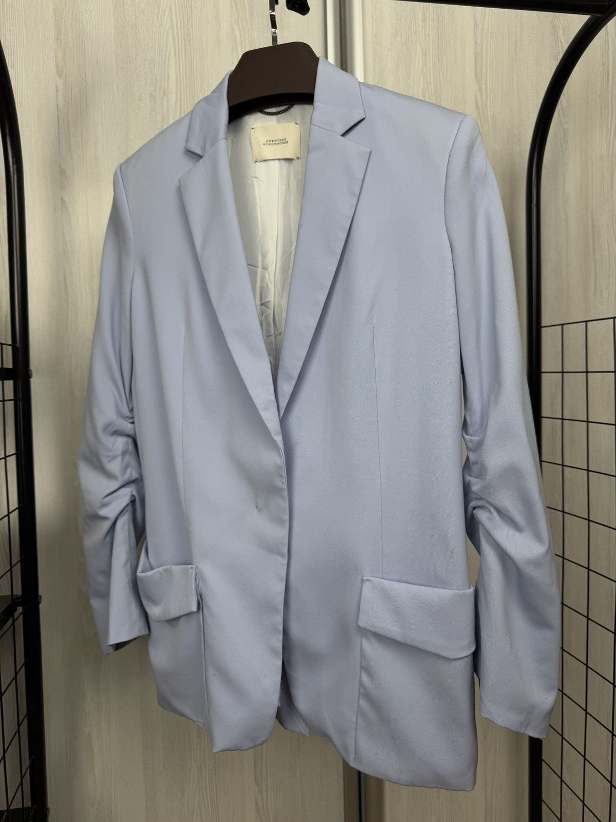 DOROTHEE SCHUMACHER Dorothee Schumacher Blue Stretch-Wool Hidden-Button Blazer Size XS / US 0-2 / IT 36-38 - 5 Thumbnail