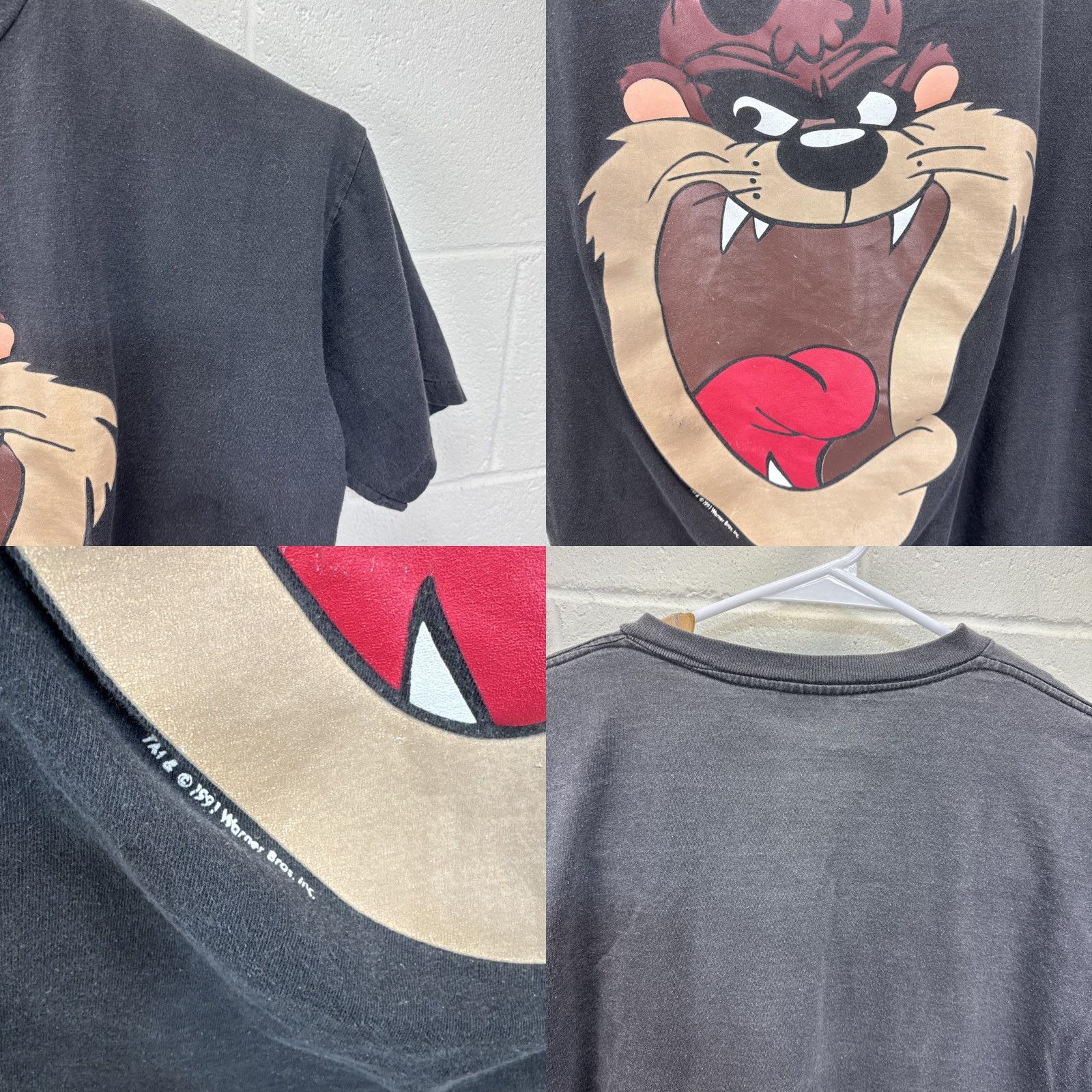Vintage VINTAGE Disney Tasmanian Devil XL Big Face Graphic T Shirt UBI Faded Black Men Shirt 1990s 90s Cartoon Toys Logo Taz Disney Looney Tunes Mens Size US XL / EU 56 / 4 - 8 Thumbnail
