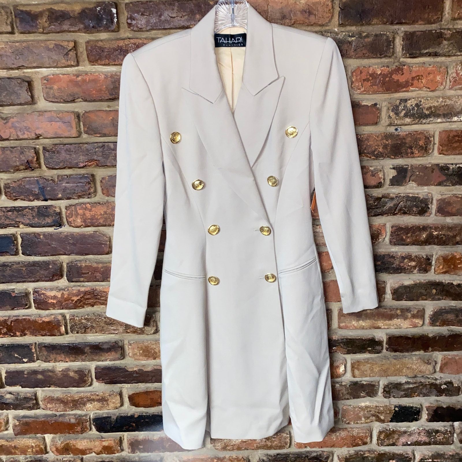 Other NWT Tahari Vintage Beige Wool Double Breasted Trench Coat 2 Size XS / US 0-2 / IT 36-38 - 1 Thumbnail