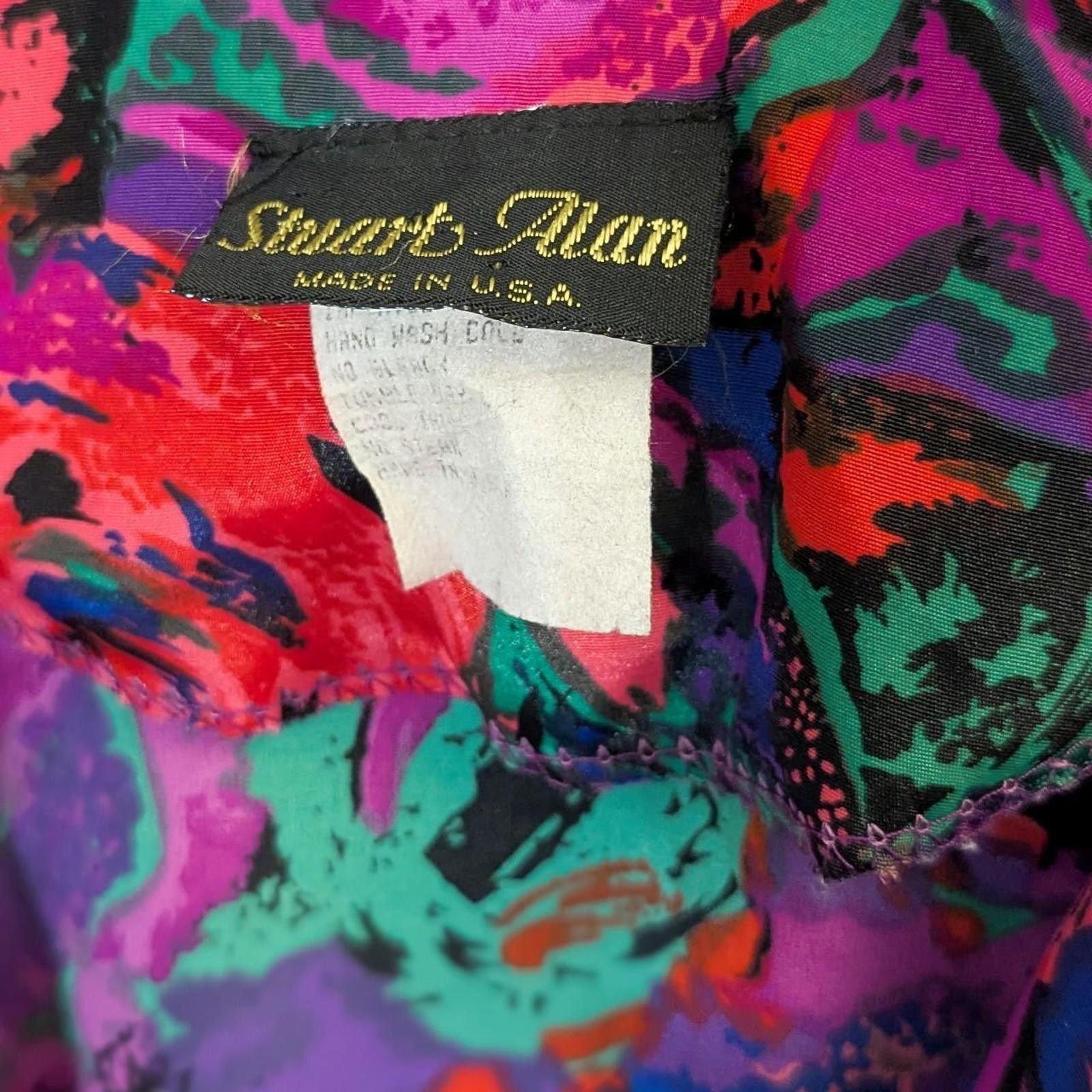 Other Vintage 1980s Stuart Alan Bold Floral Midi Dress Size XL / US 12-14 / IT 48-50 - 4 Thumbnail