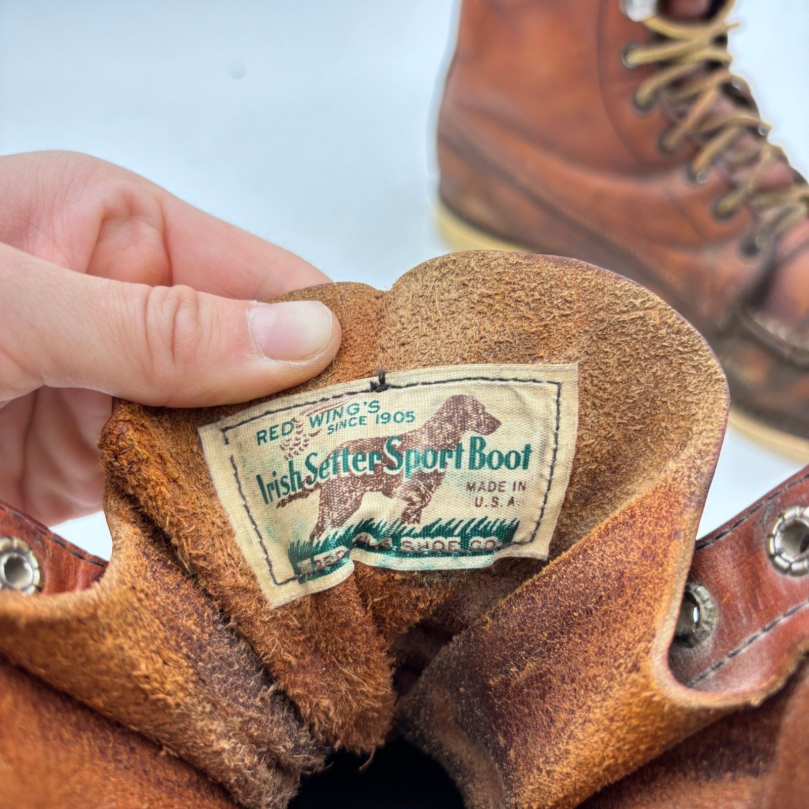 Red Wing × Vintage Vintage Red Wing Irish Setter Moc Toe Leather Work Boot 11.5 Size US 11.5 / EU 44-45 - 11 Thumbnail