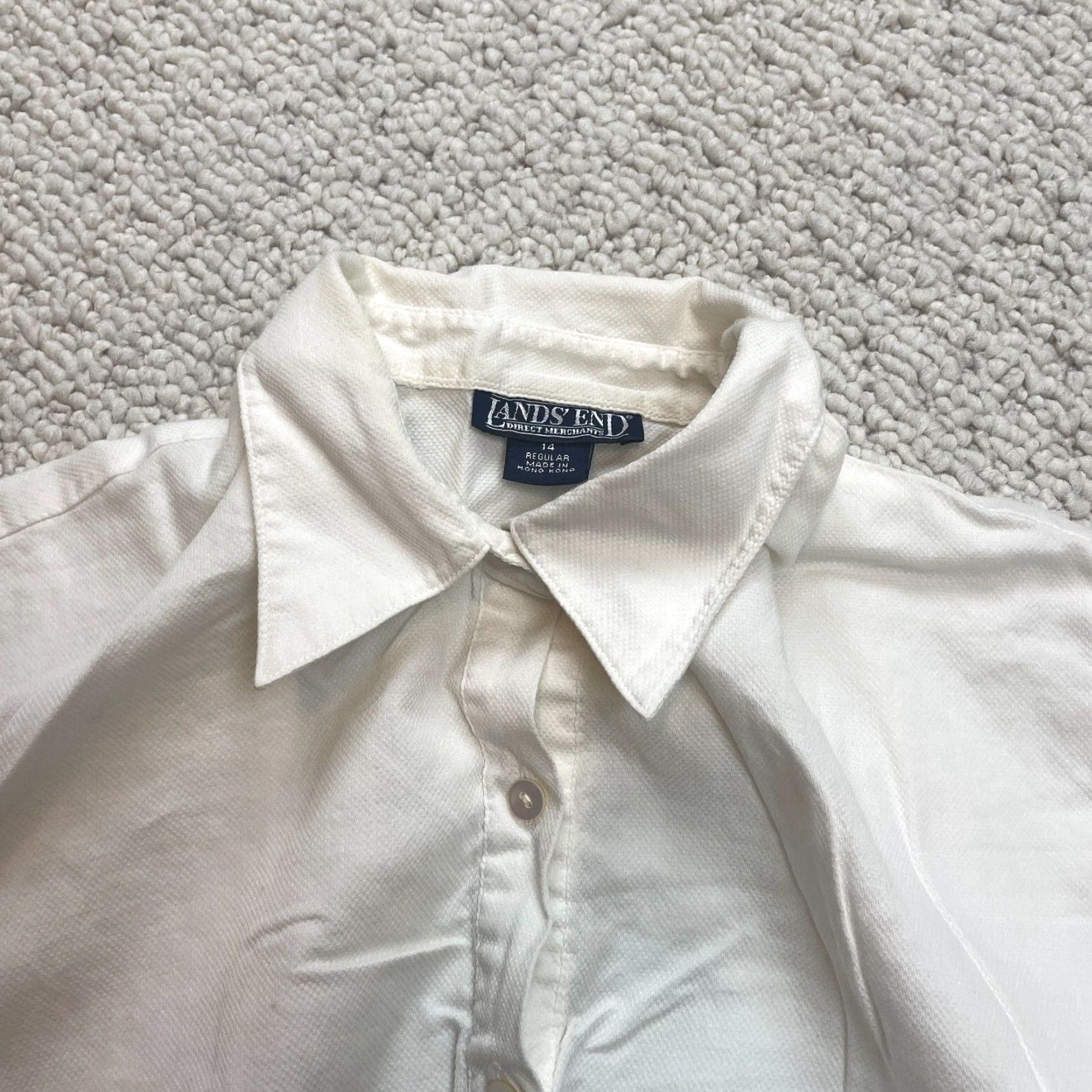Lands' End VINTAGE Land's End Shirt Womens XL White Button-Up Long Sleeve Cotton Collared Top Size XL / US 12-14 / IT 48-50 - 3 Thumbnail