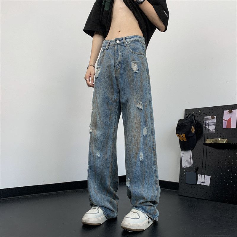Japanese Brand × Jean Retro loose straight leg ripped jeans Size US 32 / EU 48 - 3 Thumbnail