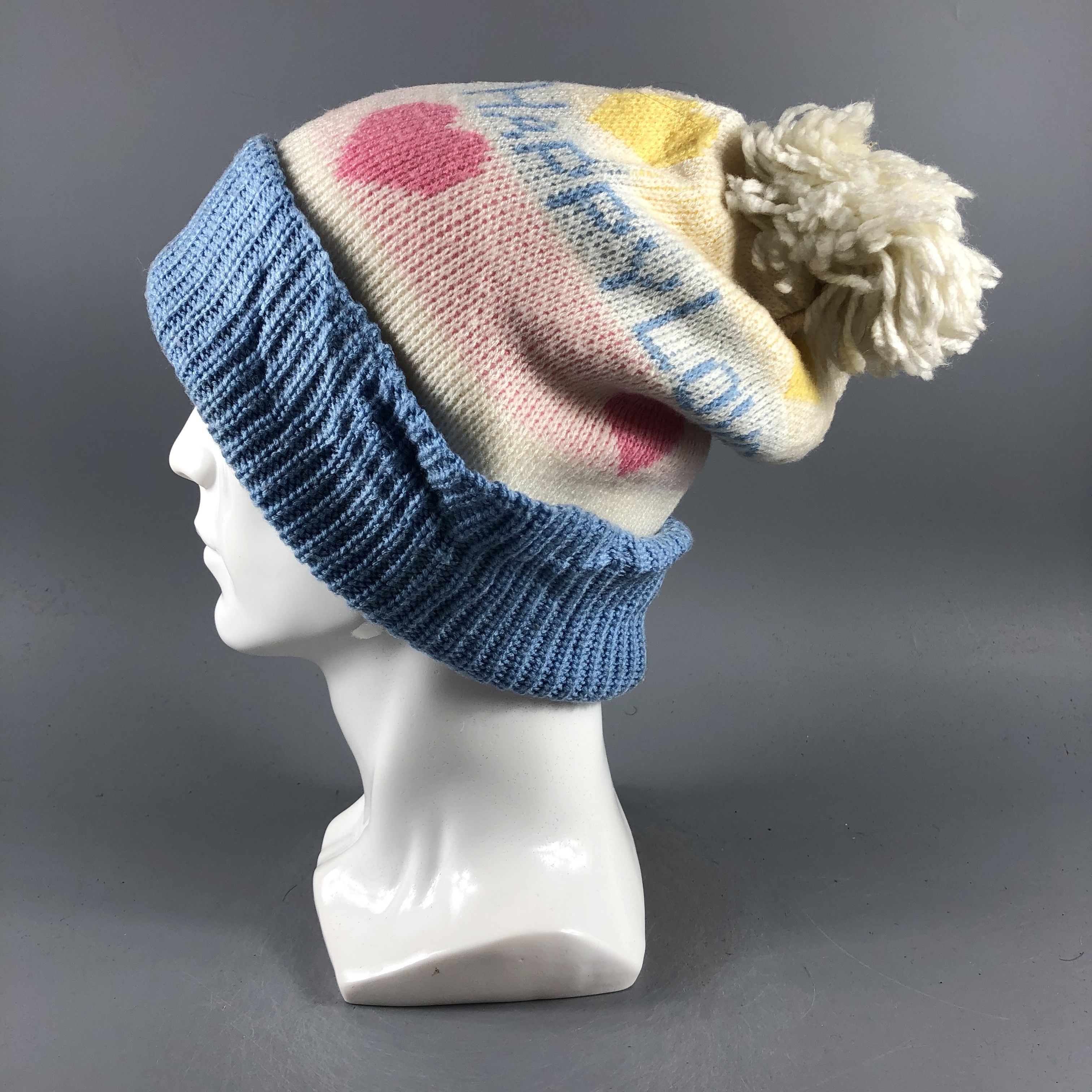 Japanese Brand × Vintage Womens "Happy Love" Booble Beanie Snow Hat Snow Cap -D151 Size ONE SIZE - 1 Thumbnail