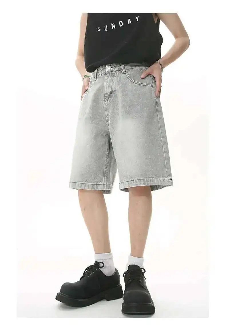Japanese Brand Gray Wide Leg Baggy Shorts Size US 32 / EU 48 - 3 Thumbnail