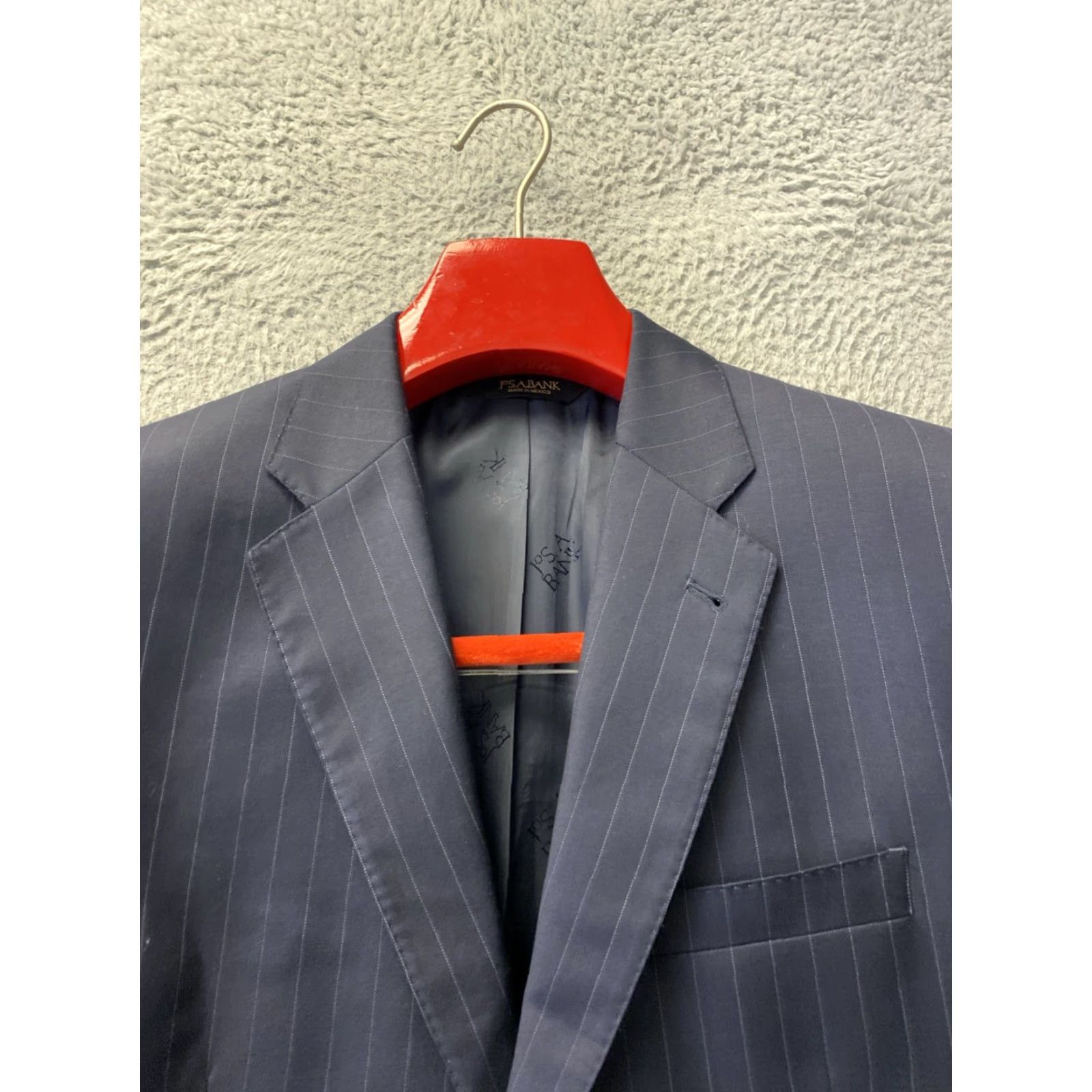 Jos. A. Bank Jos A Bank Blazer Jacket Mens 41R Navy Striped Wool Blue Sport Coat 0070 Size 42R - 3 Thumbnail