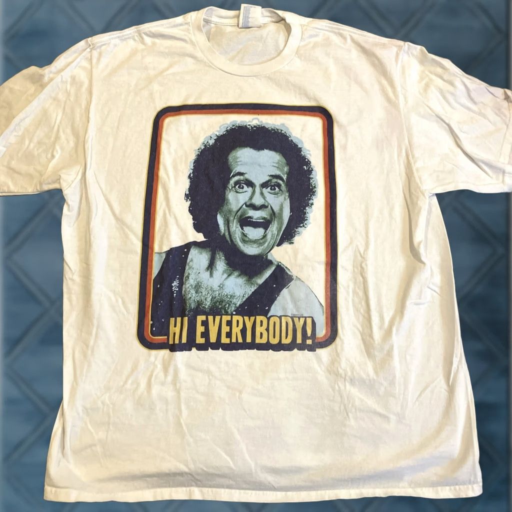 Port & Company VINTAGE Port & Company T-Shirt Graphic Print Crew Neck White USA Richard Simmons HI EVERYBODY Howard Stern Men's XL Mens Size US XL / EU 56 / 4 - 1 Thumbnail
