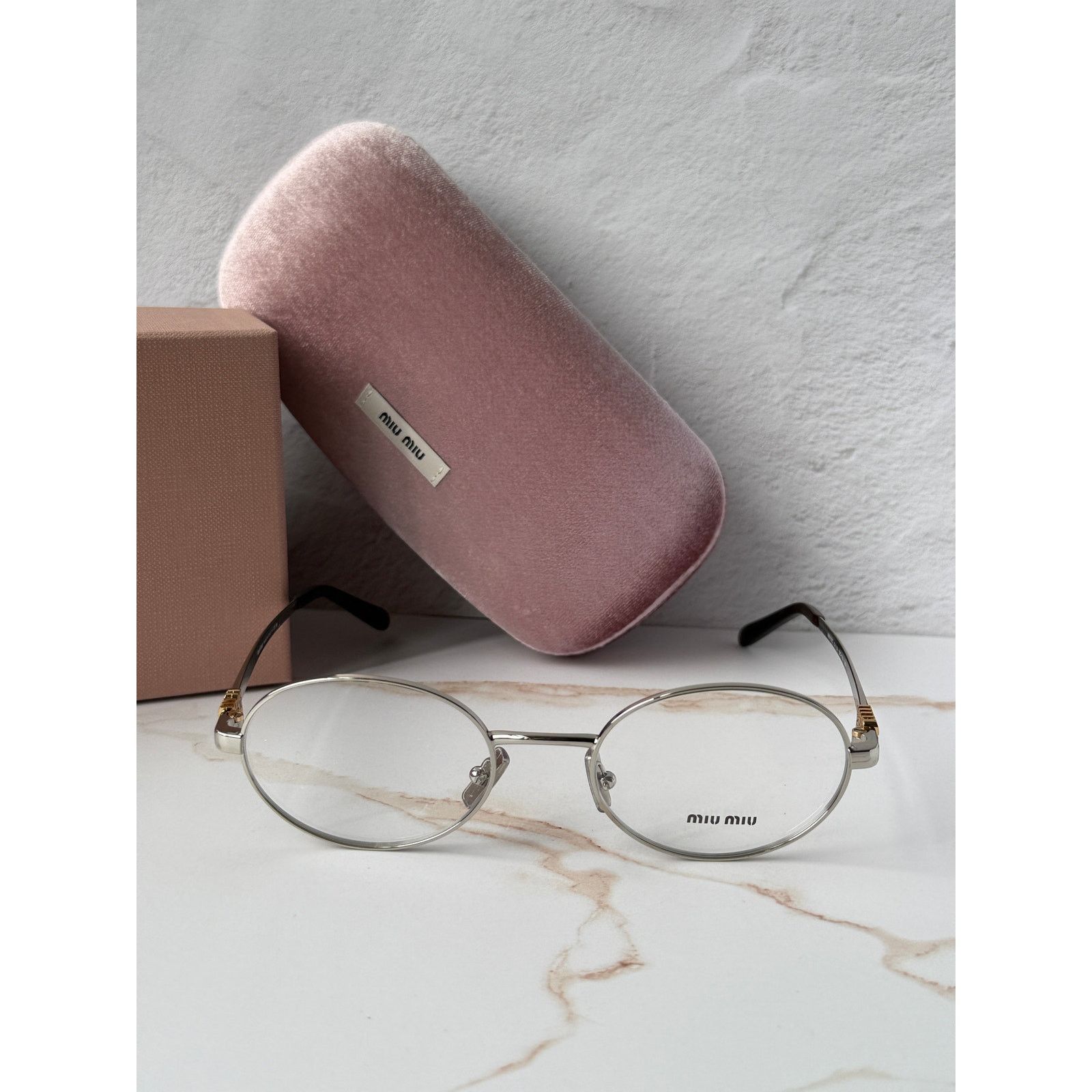 Miu Miu NEW Miu Miu M50ZV Silver Oval Metal Eyeglasses Frames Size ONE SIZE - 4 Thumbnail